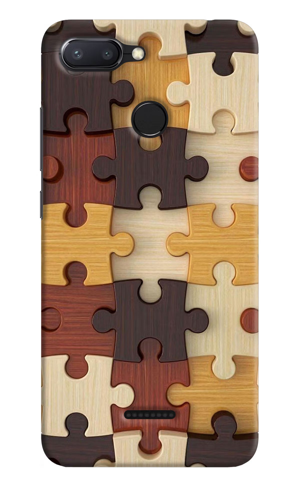 Wooden Puzzle Redmi 6 Back Cover - Wooden Puzzle Redmi 6 Hard Case Back Cover by Casekaro Wooden Puzzle Redmi 6 Hard Case Back Cover by Casekaro