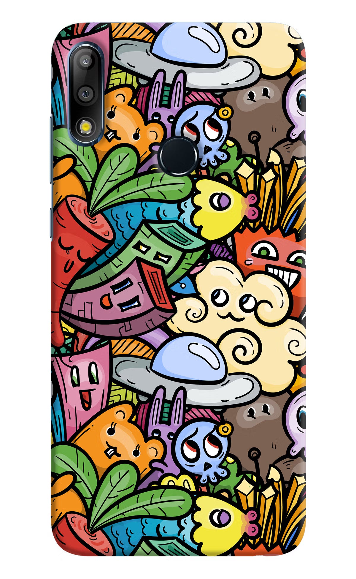 Veggie Doodle Asus Zenfone Max Pro M2 Back Cover - Veggie Doodle Asus Zenfone Max Pro M2 Hard Case Back Cover by Casekaro Veggie Doodle Asus Zenfone Max Pro M2 Hard Case Back Cover by Casekaro
