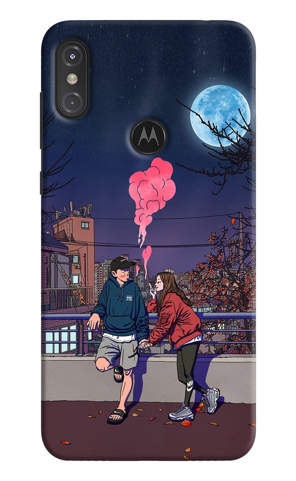 Chilling Couple Moto One Power Back Cover - Chilling Couple Moto One Power Hard Case Back Cover by Casekaro Chilling Couple Moto One Power Hard Case Back Cover by Casekaro