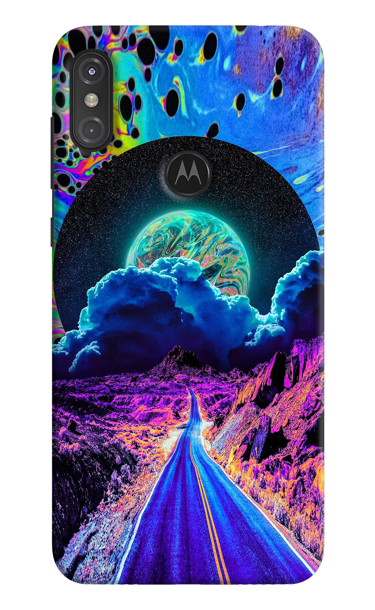 Psychedelic Painting Moto One Power Back Cover - Psychedelic Painting Moto One Power Hard Case Back Cover by Casekaro Psychedelic Painting Moto One Power Hard Case Back Cover by Casekaro
