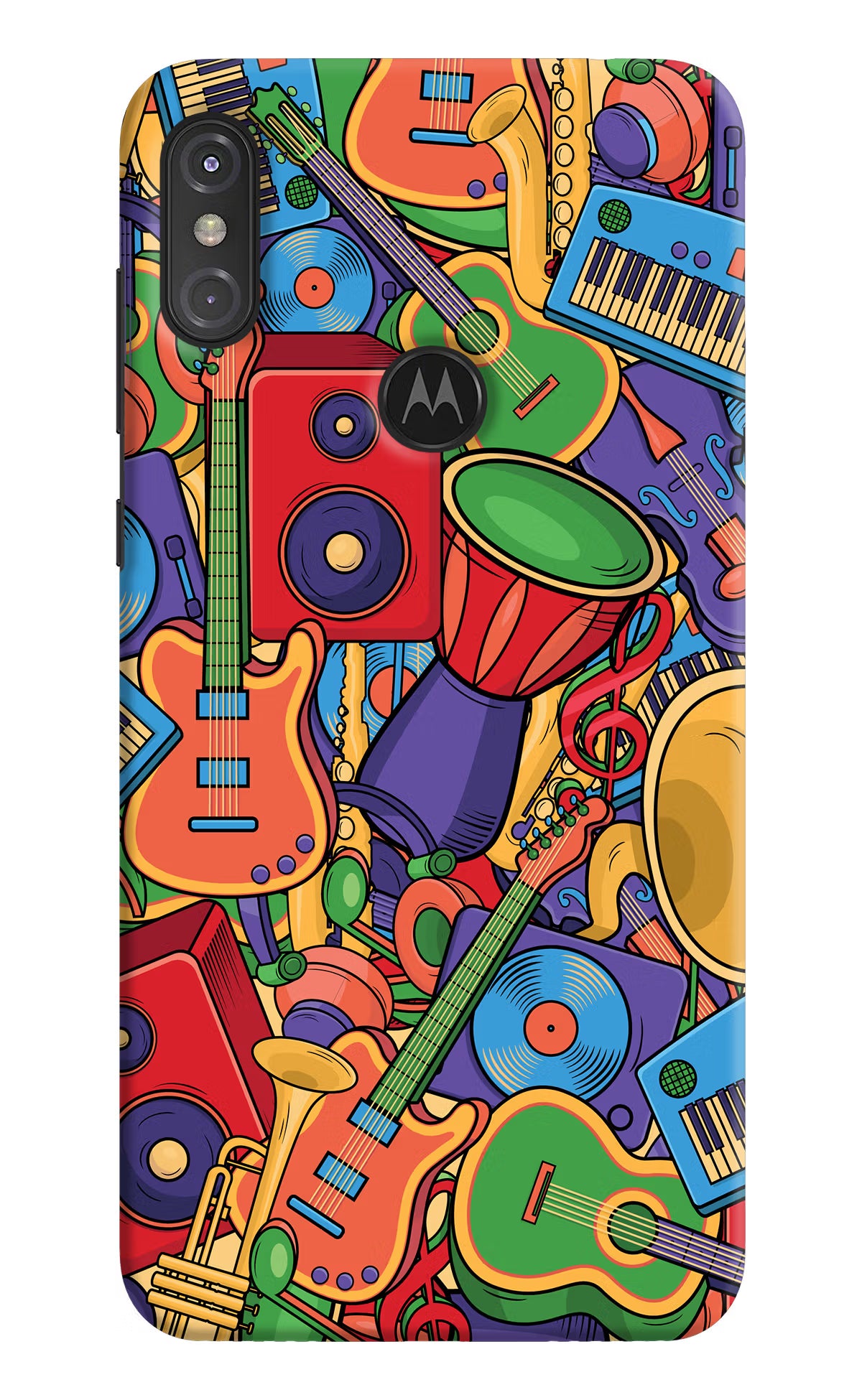 Music Instrument Doodle Moto One Power Back Cover - Music Instrument Doodle Moto One Power Hard Case Back Cover by Casekaro Music Instrument Doodle Moto One Power Hard Case Back Cover by Casekaro