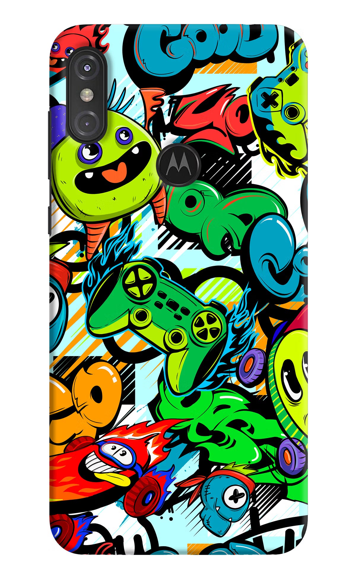 Game Doodle Moto One Power Back Cover - Game Doodle Moto One Power Hard Case Back Cover by Casekaro Game Doodle Moto One Power Hard Case Back Cover by Casekaro