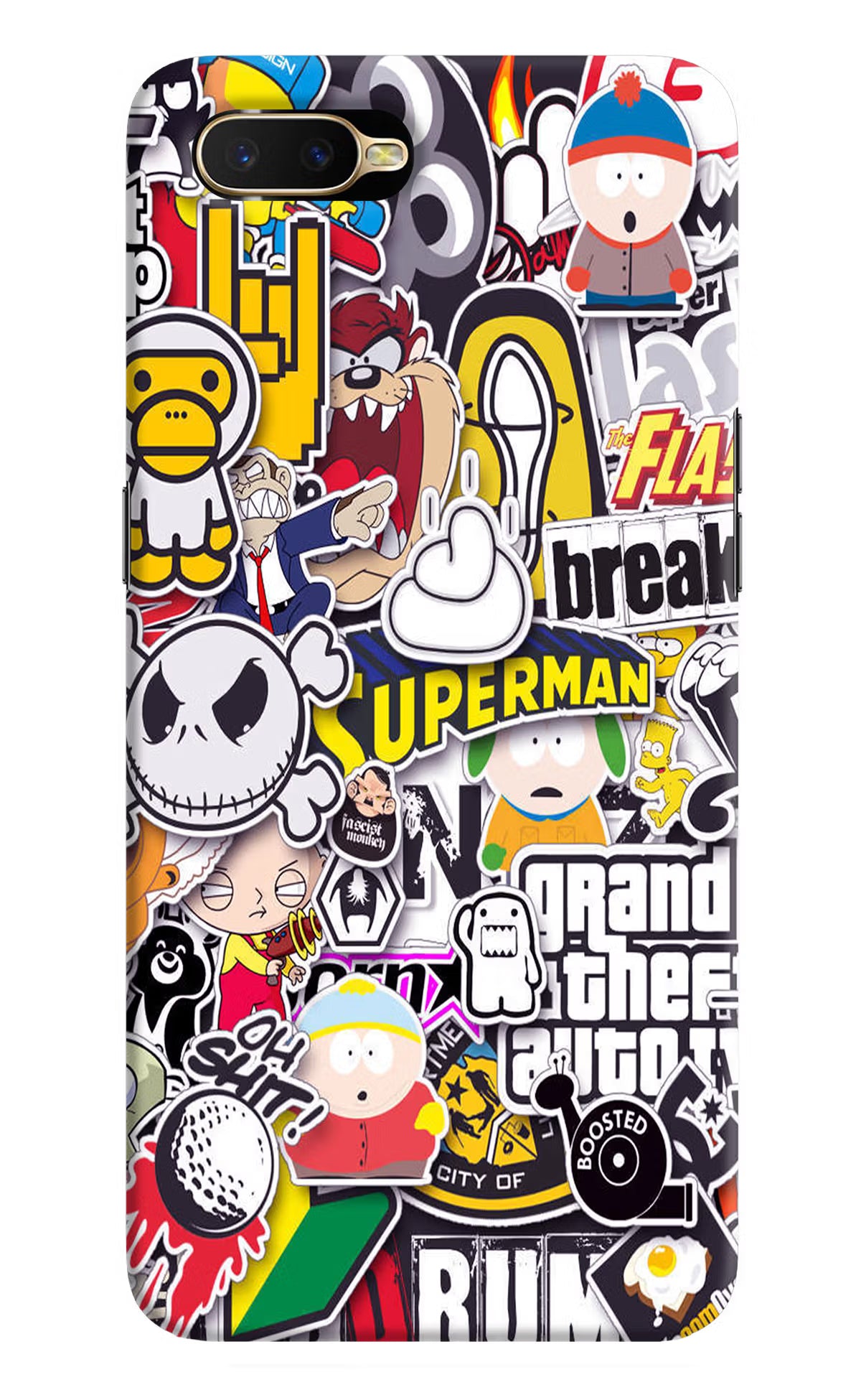 Sticker Bomb Oppo K1 Back Cover - Sticker Bomb Oppo K1 Hard Case Back Cover by Casekaro Sticker Bomb Oppo K1 Hard Case Back Cover by Casekaro