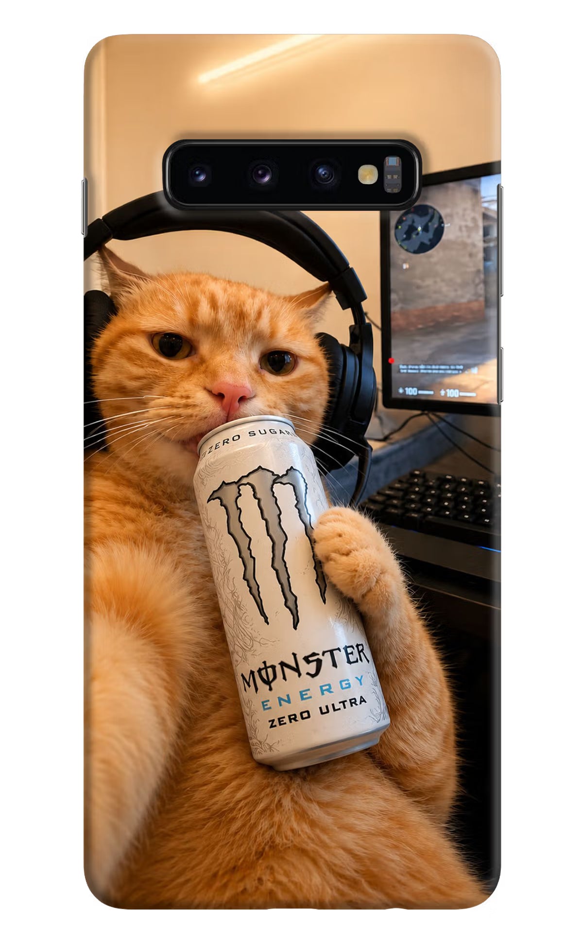 Gamer Cat Energy Samsung S10 Plus Back Cover - Gamer Cat Energy Samsung S10 Plus Back Cover Gamer Cat Energy Samsung S10 Plus Back Cover