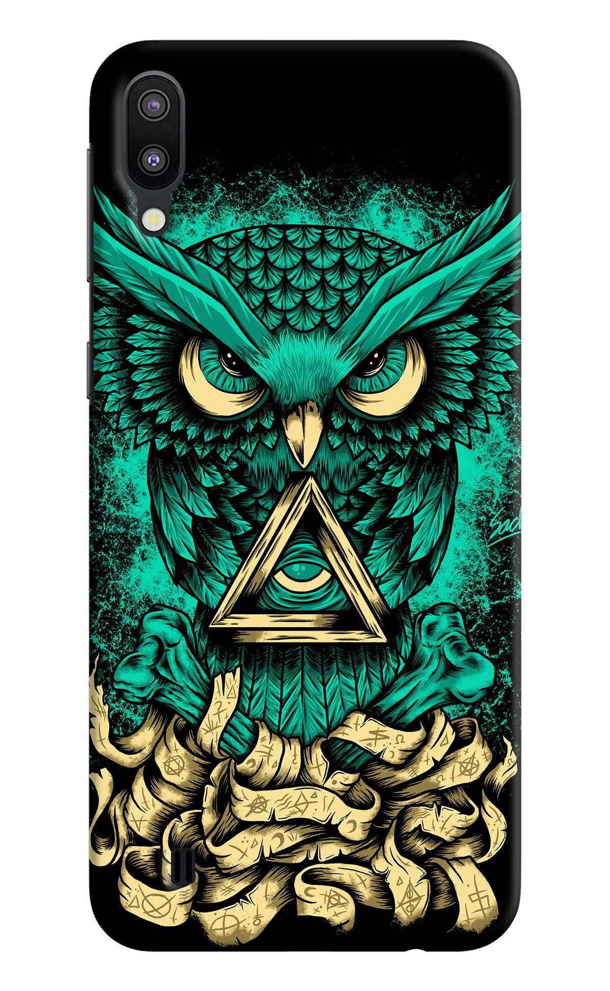 Green Owl Samsung M10 Back Cover - Green Owl Samsung M10 Hard Case Back Cover by Casekaro Green Owl Samsung M10 Hard Case Back Cover by Casekaro