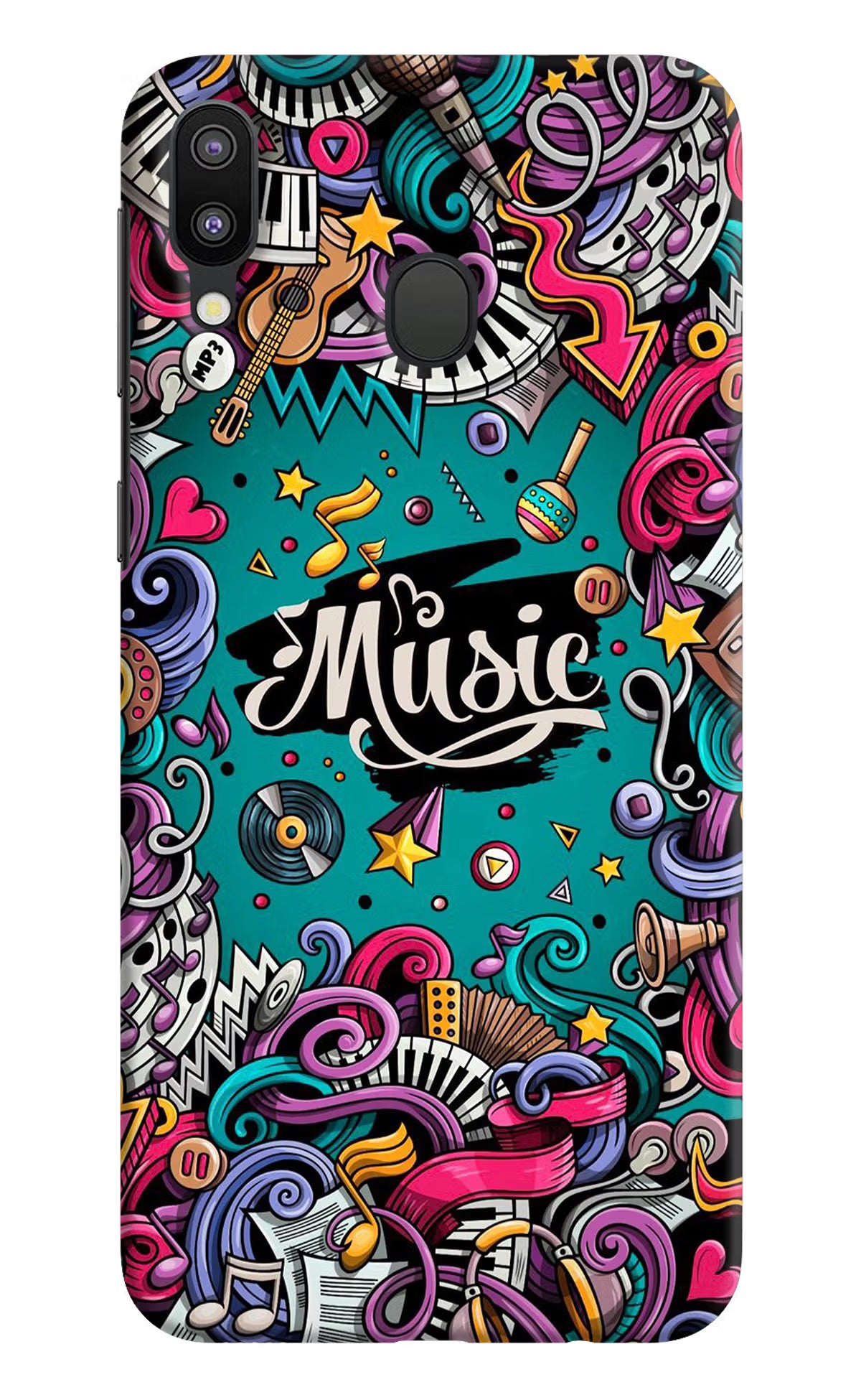 Music Graffiti Samsung M20 Back Cover - Music Graffiti Samsung M20 Hard Case Back Cover by Casekaro Music Graffiti Samsung M20 Hard Case Back Cover by Casekaro