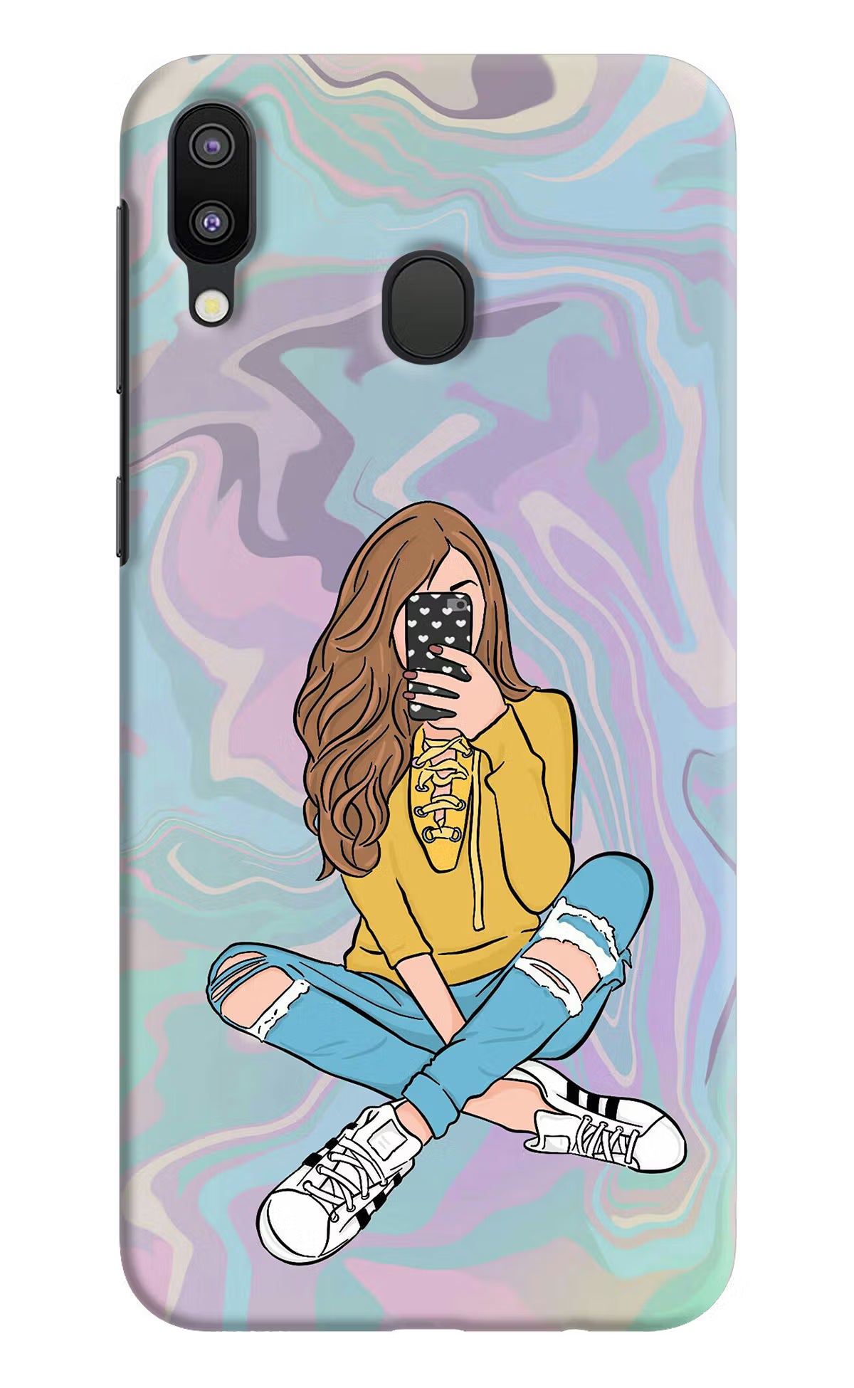 Selfie Girl Samsung M20 Back Cover - Selfie Girl Samsung M20 Hard Case Back Cover by Casekaro Selfie Girl Samsung M20 Hard Case Back Cover by Casekaro