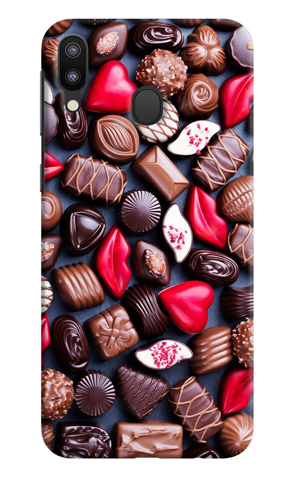 Chocolates Samsung M20 Back Cover - Chocolates Samsung M20 Hard Case Back Cover by Casekaro Chocolates Samsung M20 Hard Case Back Cover by Casekaro