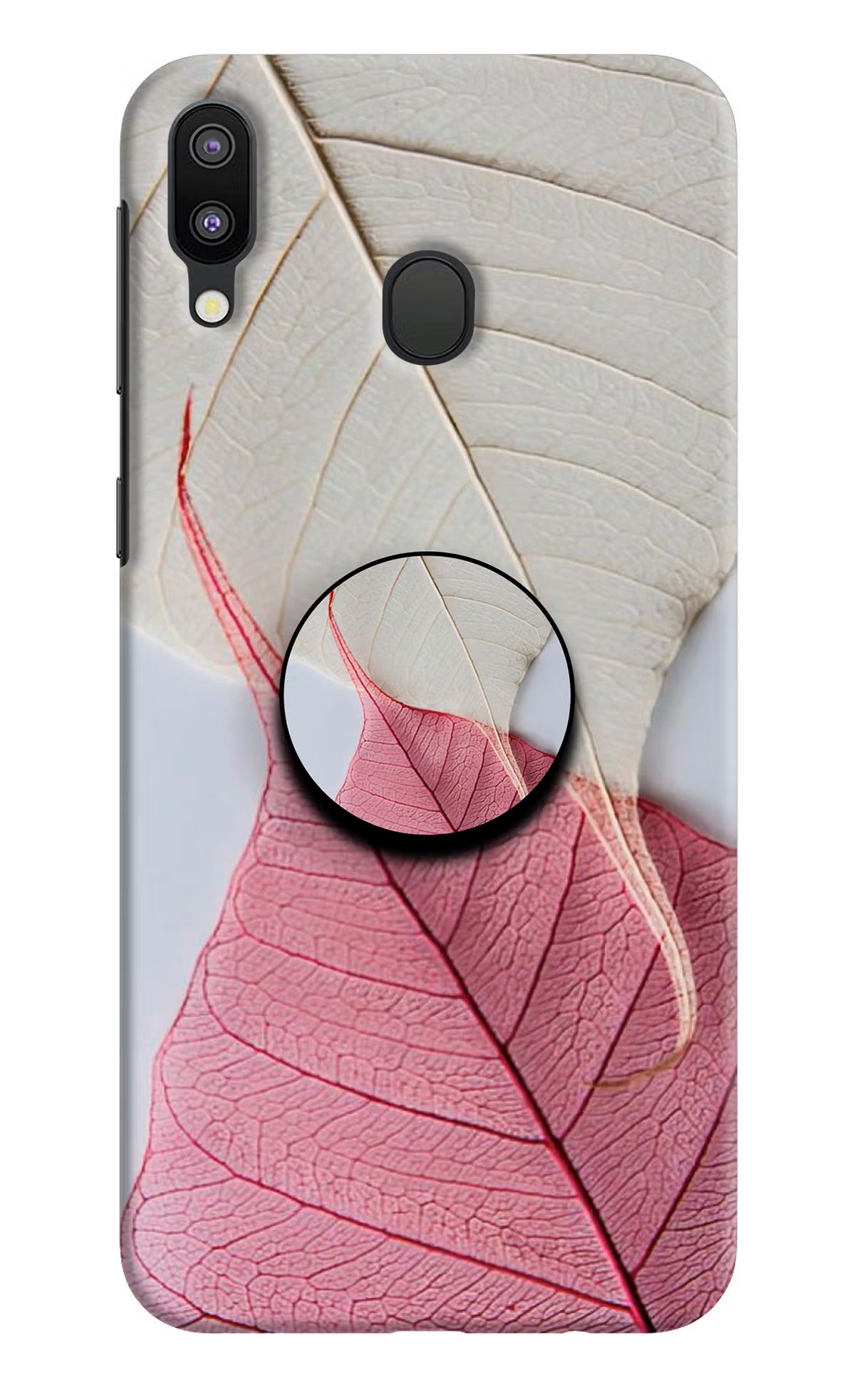 White Pink Leaf Samsung M20 Pop Case - White Pink Leaf Samsung M20 Pop Case by Casekaro White Pink Leaf Samsung M20 Pop Case by Casekaro
