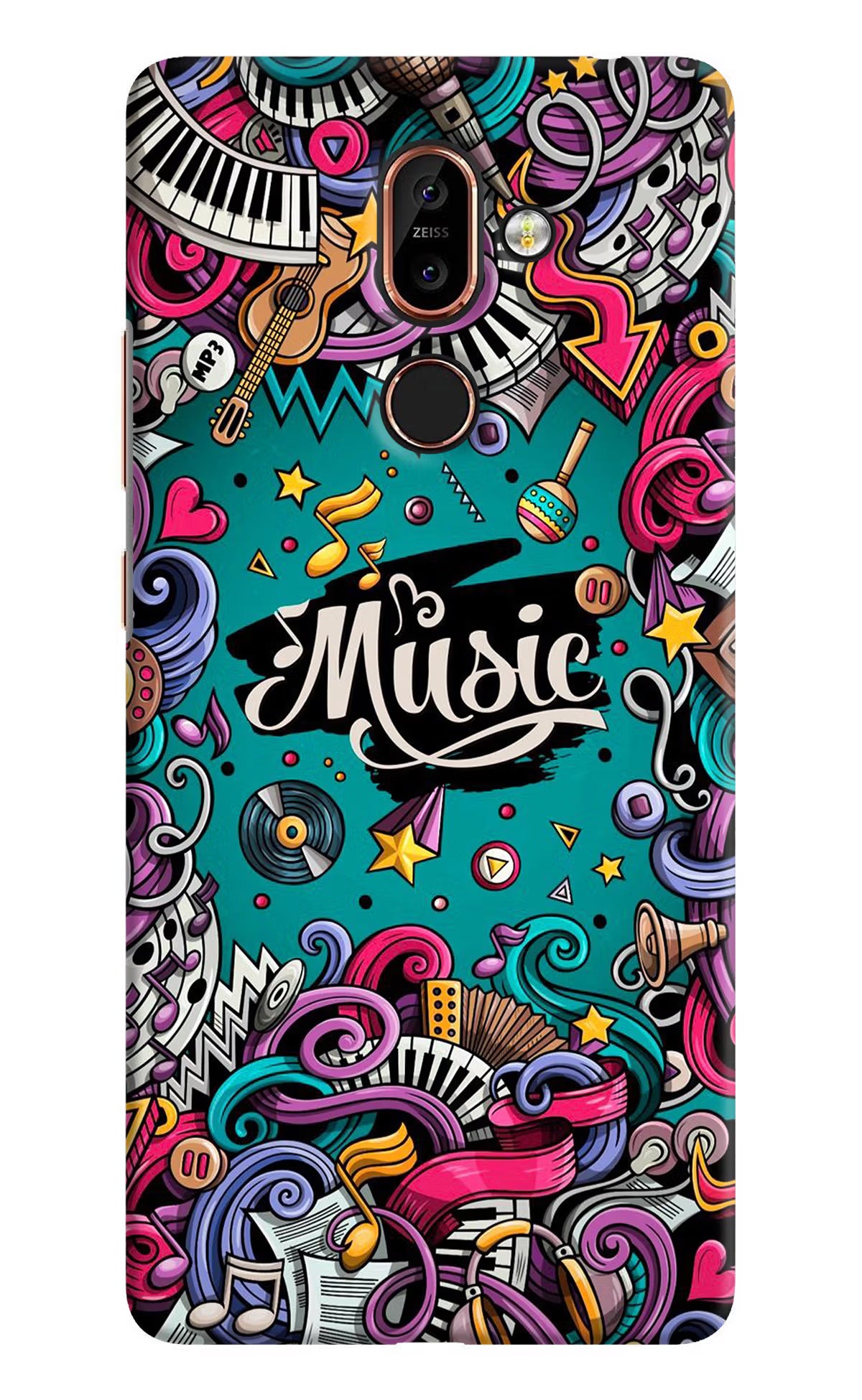 Music Graffiti Nokia 7 Plus Back Cover - Music Graffiti Nokia 7 Plus Hard Case Back Cover by Casekaro Music Graffiti Nokia 7 Plus Hard Case Back Cover by Casekaro