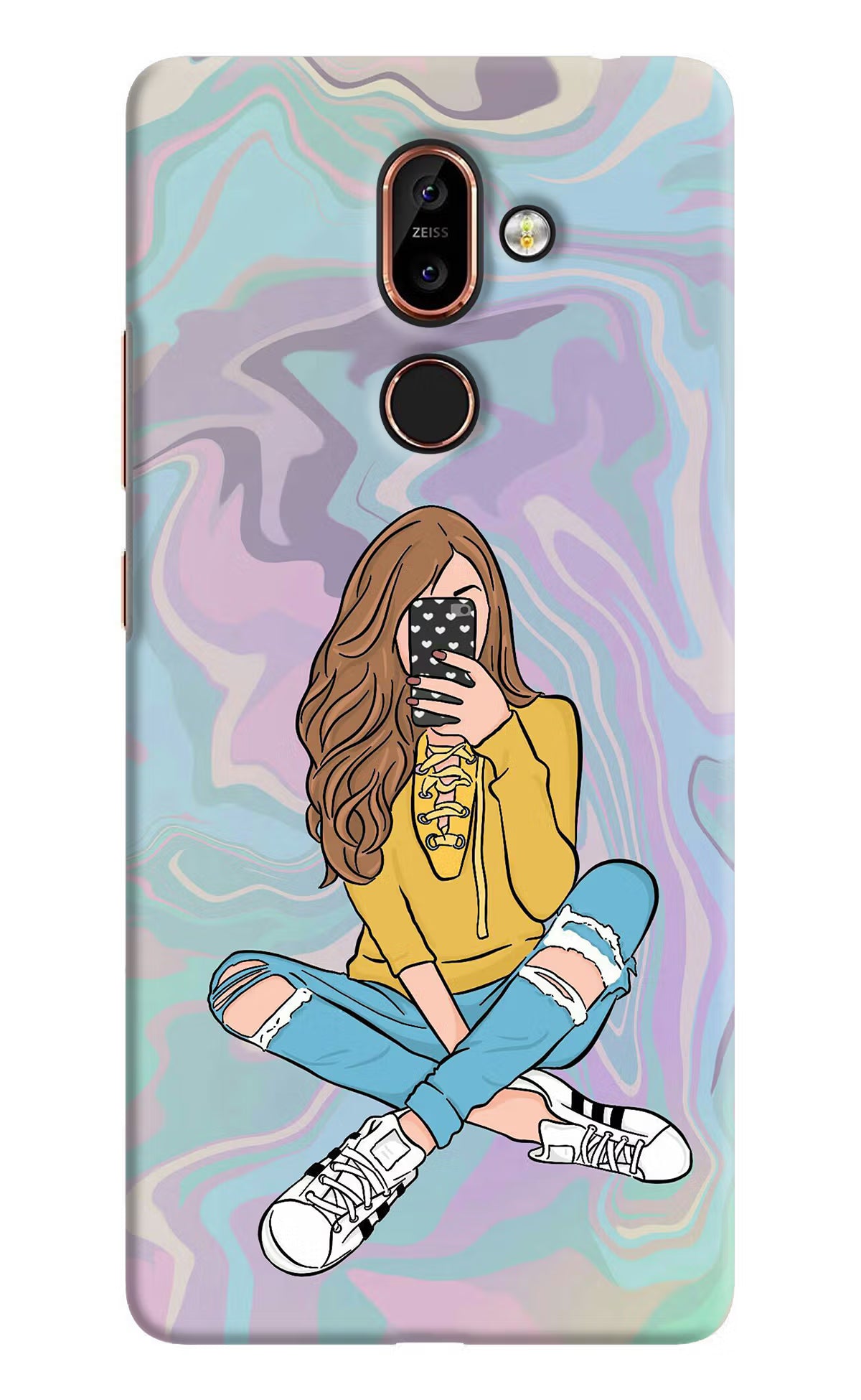Selfie Girl Nokia 7 Plus Back Cover - Selfie Girl Nokia 7 Plus Hard Case Back Cover by Casekaro Selfie Girl Nokia 7 Plus Hard Case Back Cover by Casekaro