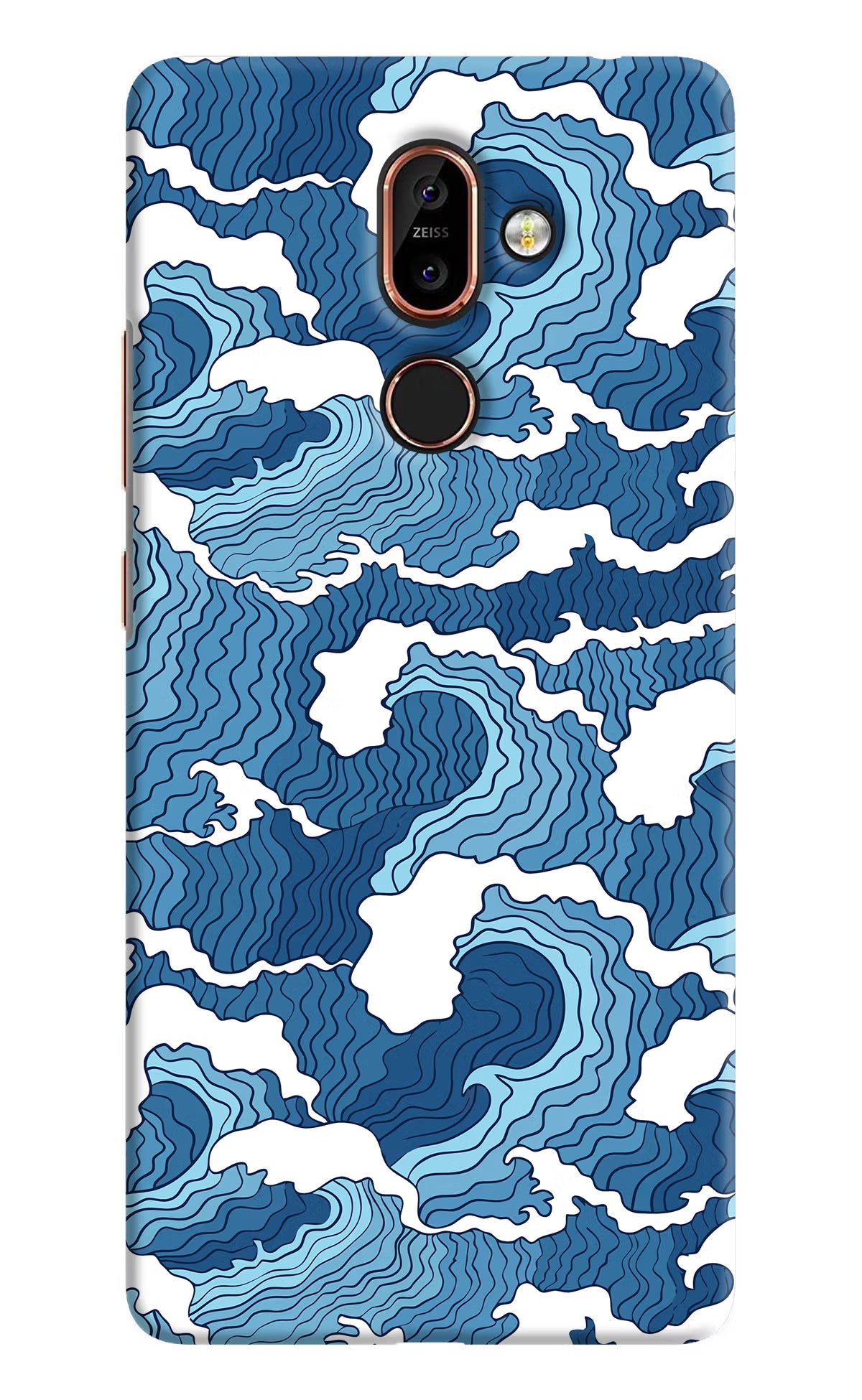 Blue Waves Nokia 7 Plus Back Cover - Blue Waves Nokia 7 Plus Hard Case Back Cover by Casekaro Blue Waves Nokia 7 Plus Hard Case Back Cover by Casekaro