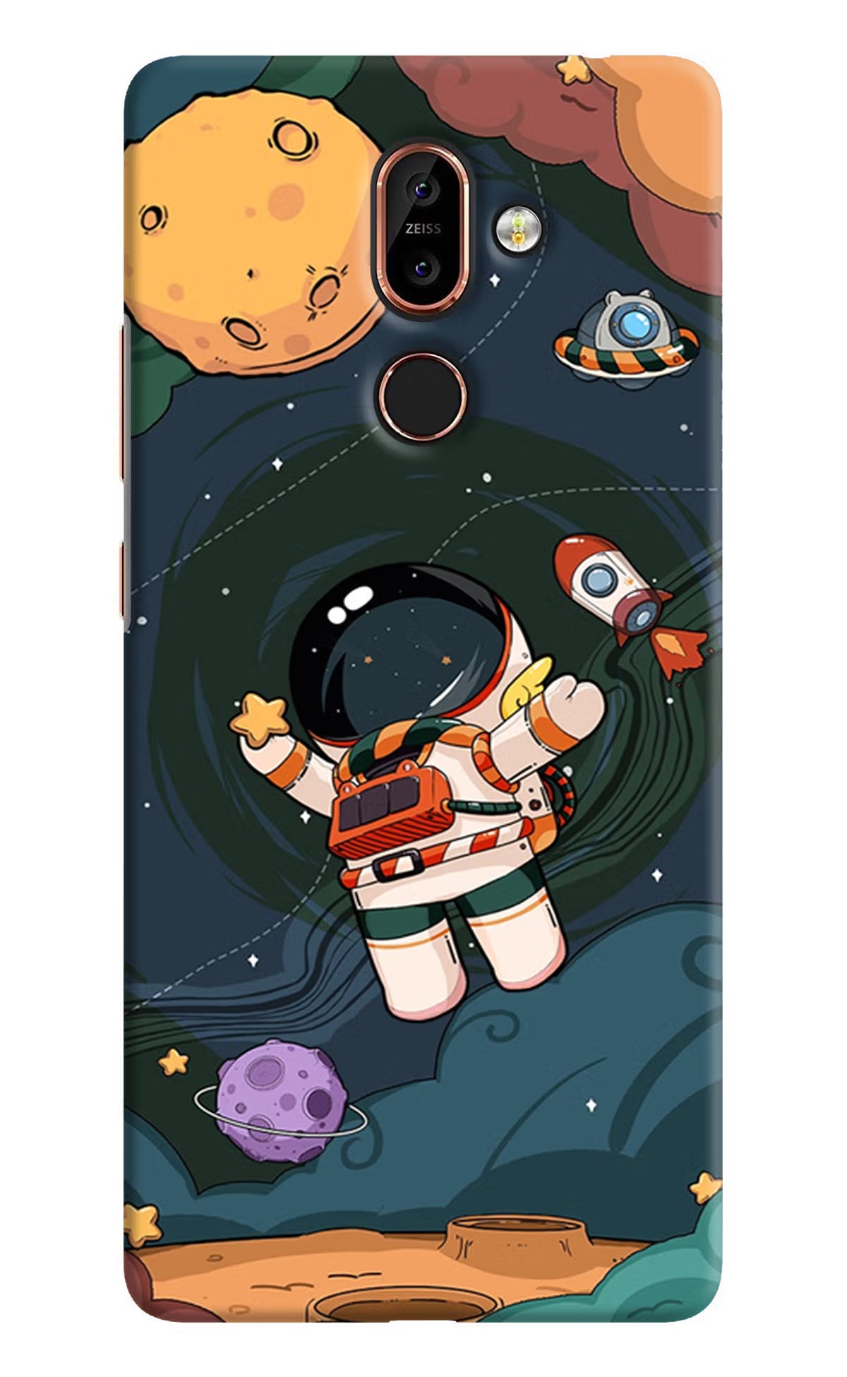 Cartoon Astronaut Nokia 7 Plus Back Cover - Cartoon Astronaut Nokia 7 Plus Hard Case Back Cover by Casekaro Cartoon Astronaut Nokia 7 Plus Hard Case Back Cover by Casekaro