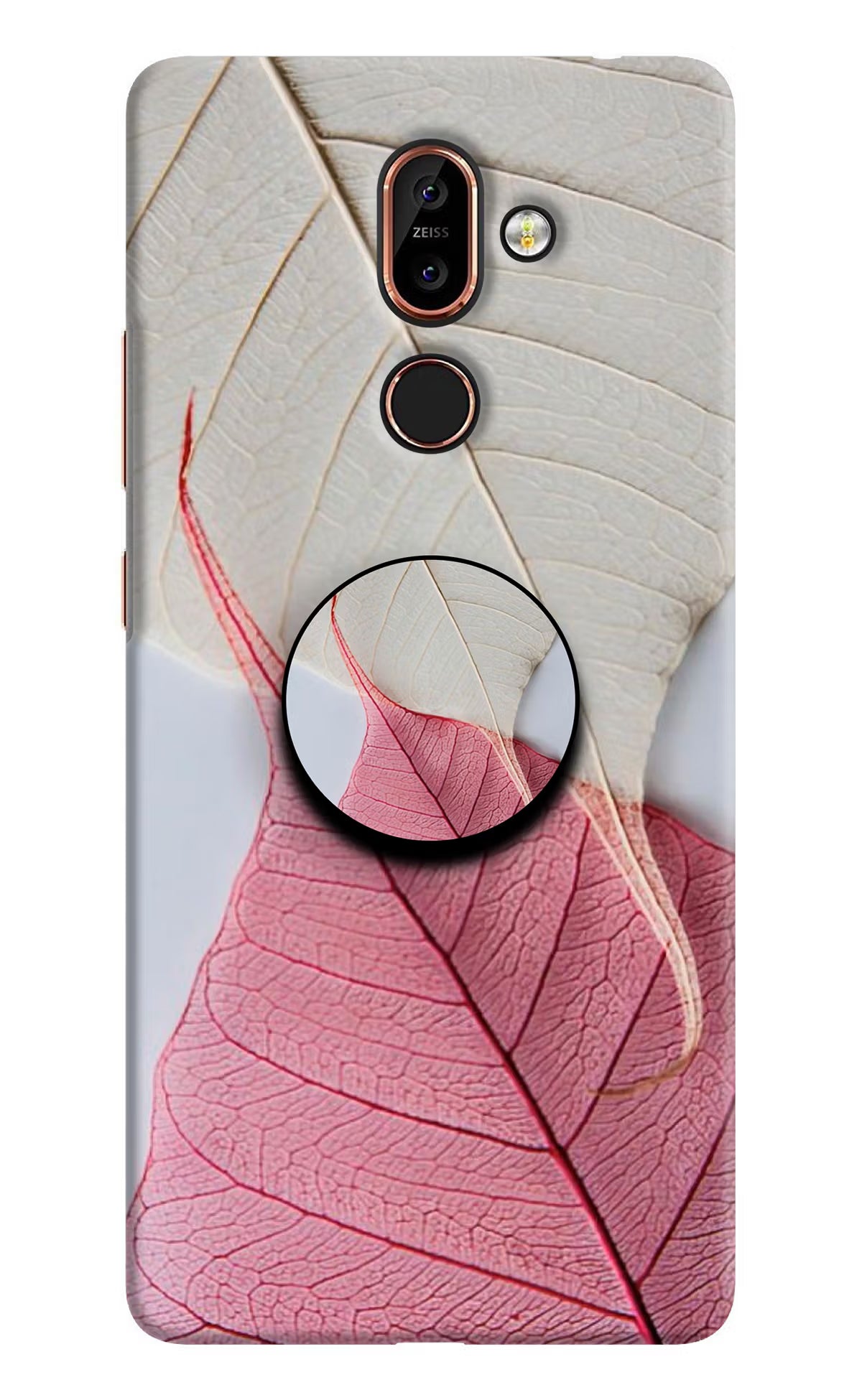 White Pink Leaf Nokia 7 Plus Pop Case - White Pink Leaf Nokia 7 Plus Pop Case by Casekaro White Pink Leaf Nokia 7 Plus Pop Case by Casekaro
