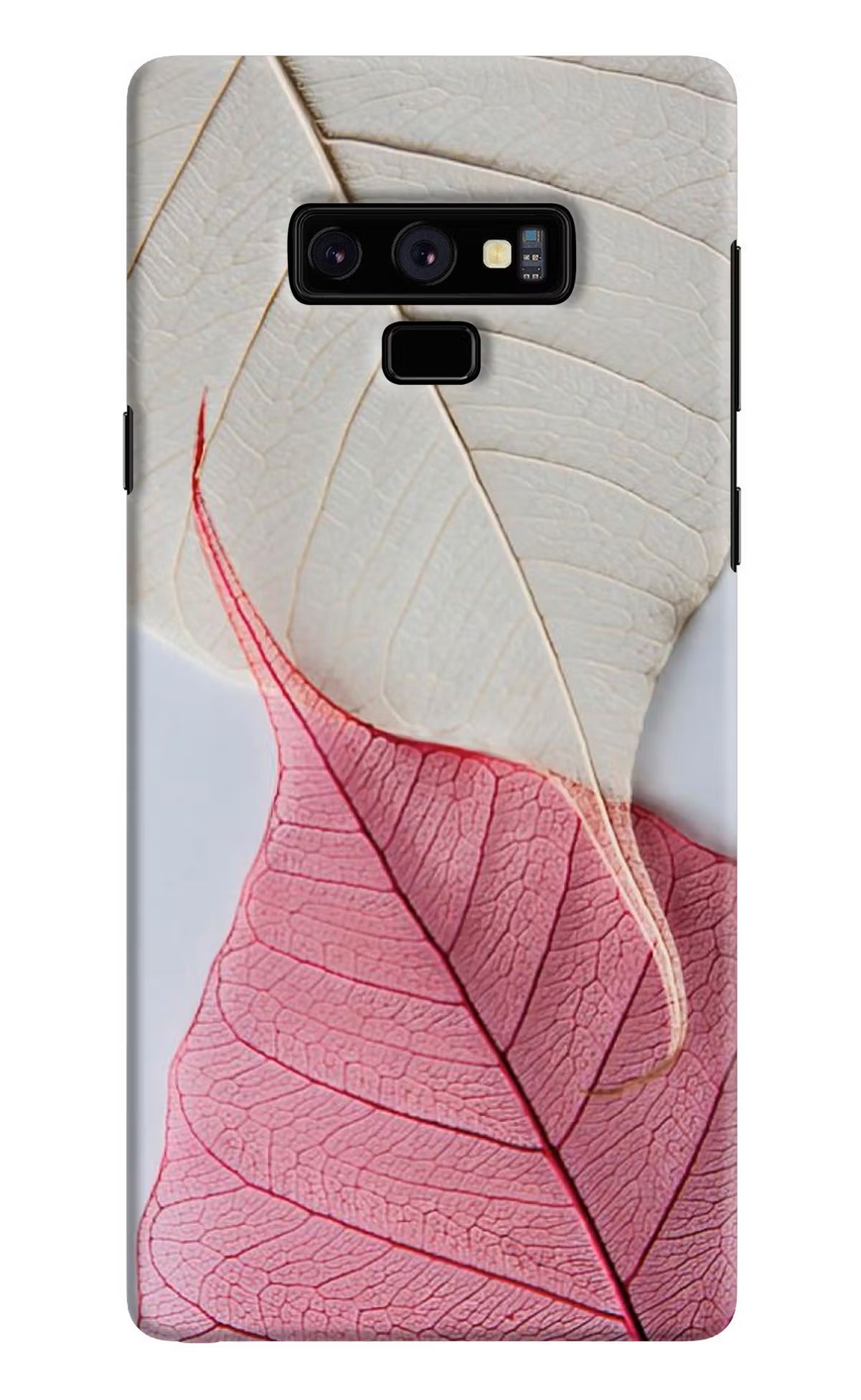 White Pink Leaf Samsung Note 9 Back Cover - White Pink Leaf Samsung Note 9 Hard Case Back Cover by Casekaro White Pink Leaf Samsung Note 9 Hard Case Back Cover by Casekaro