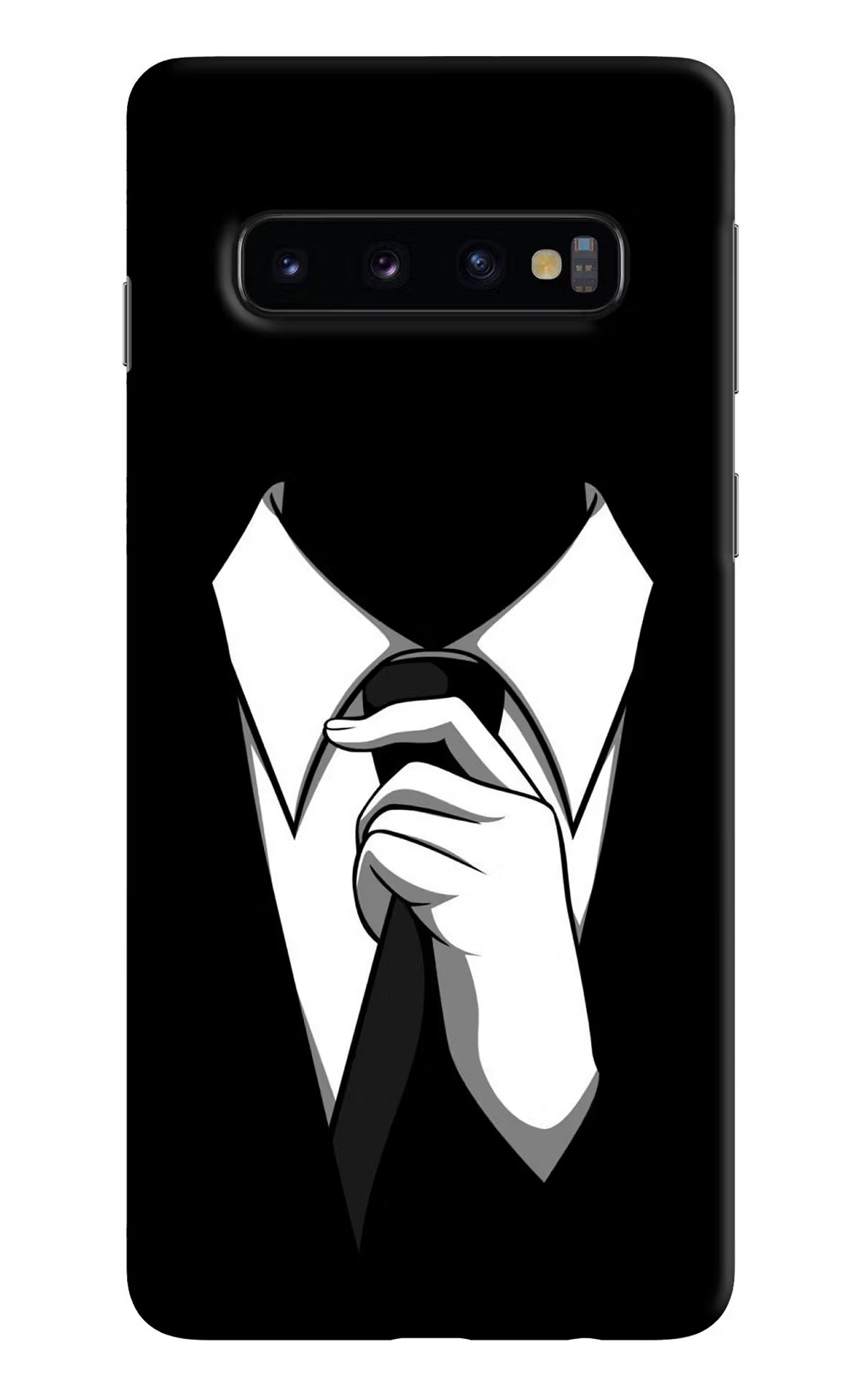Black Tie Samsung S10 Back Cover - Black Tie Samsung S10 Hard Case Back Cover by Casekaro Black Tie Samsung S10 Hard Case Back Cover by Casekaro