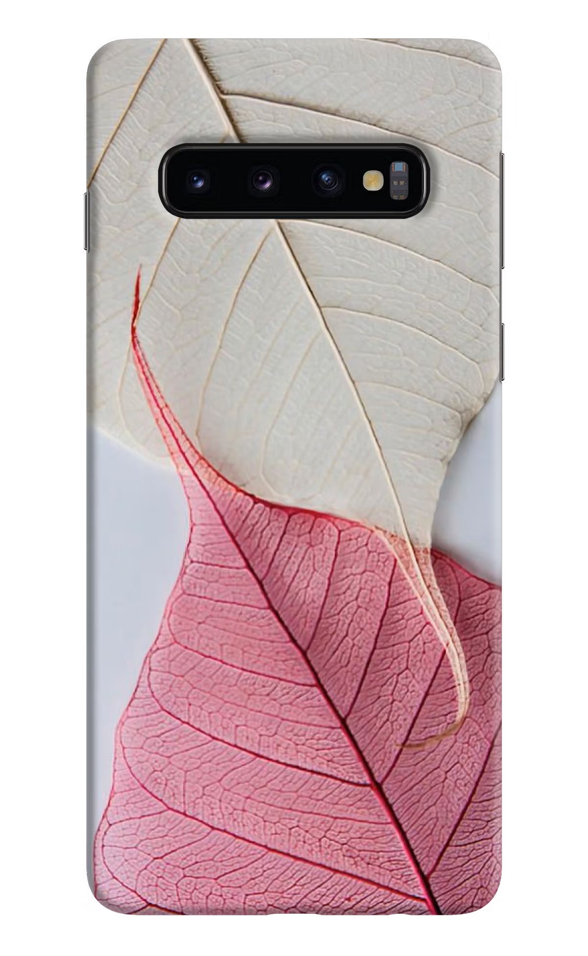 White Pink Leaf Samsung S10 Back Cover - White Pink Leaf Samsung S10 Hard Case Back Cover by Casekaro White Pink Leaf Samsung S10 Hard Case Back Cover by Casekaro