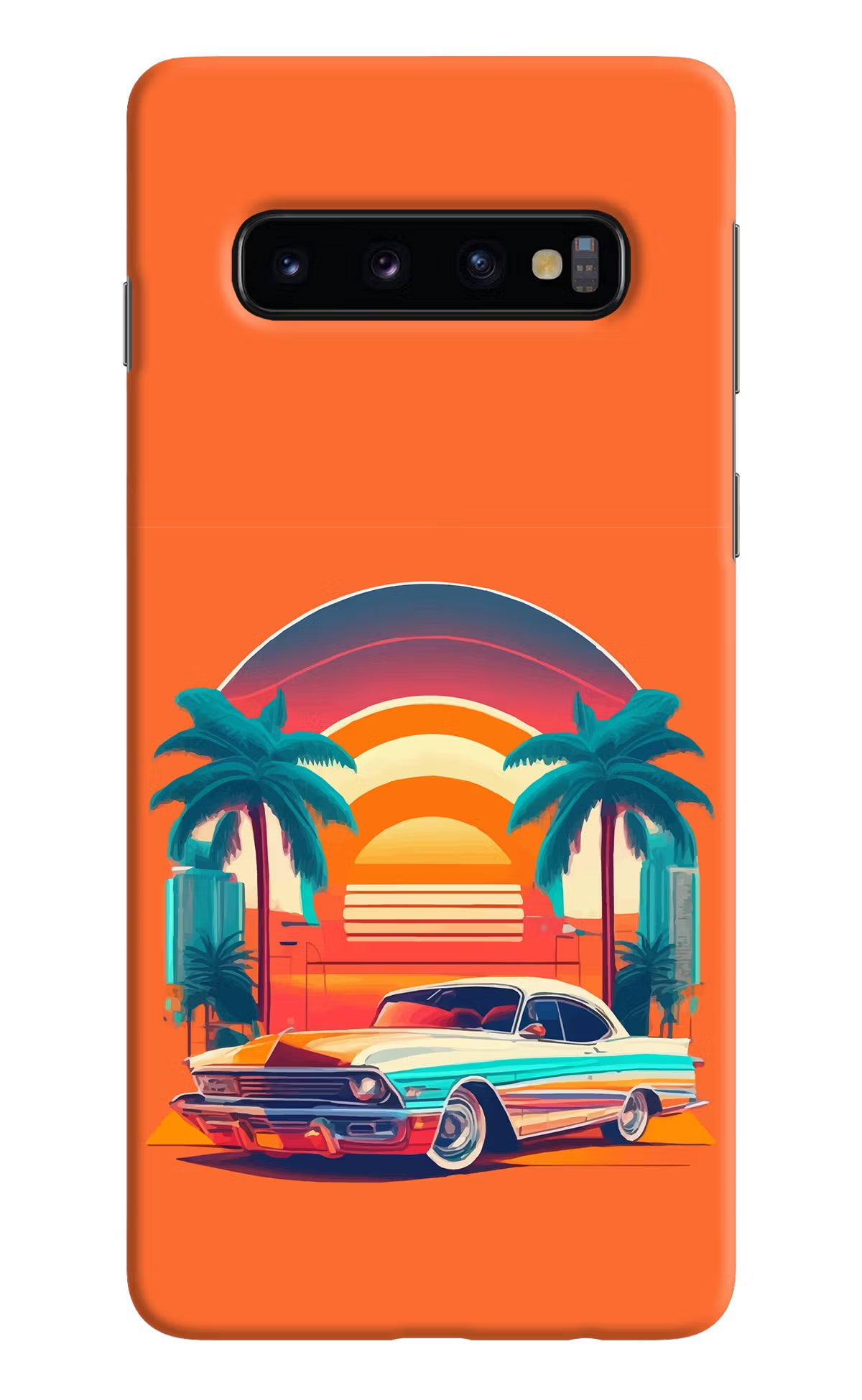 Palm Drive 80s Samsung S10 Back Cover - Palm Drive 80s Samsung S10 Hard Case Back Cover by Casekaro Palm Drive 80s Samsung S10 Hard Case Back Cover by Casekaro