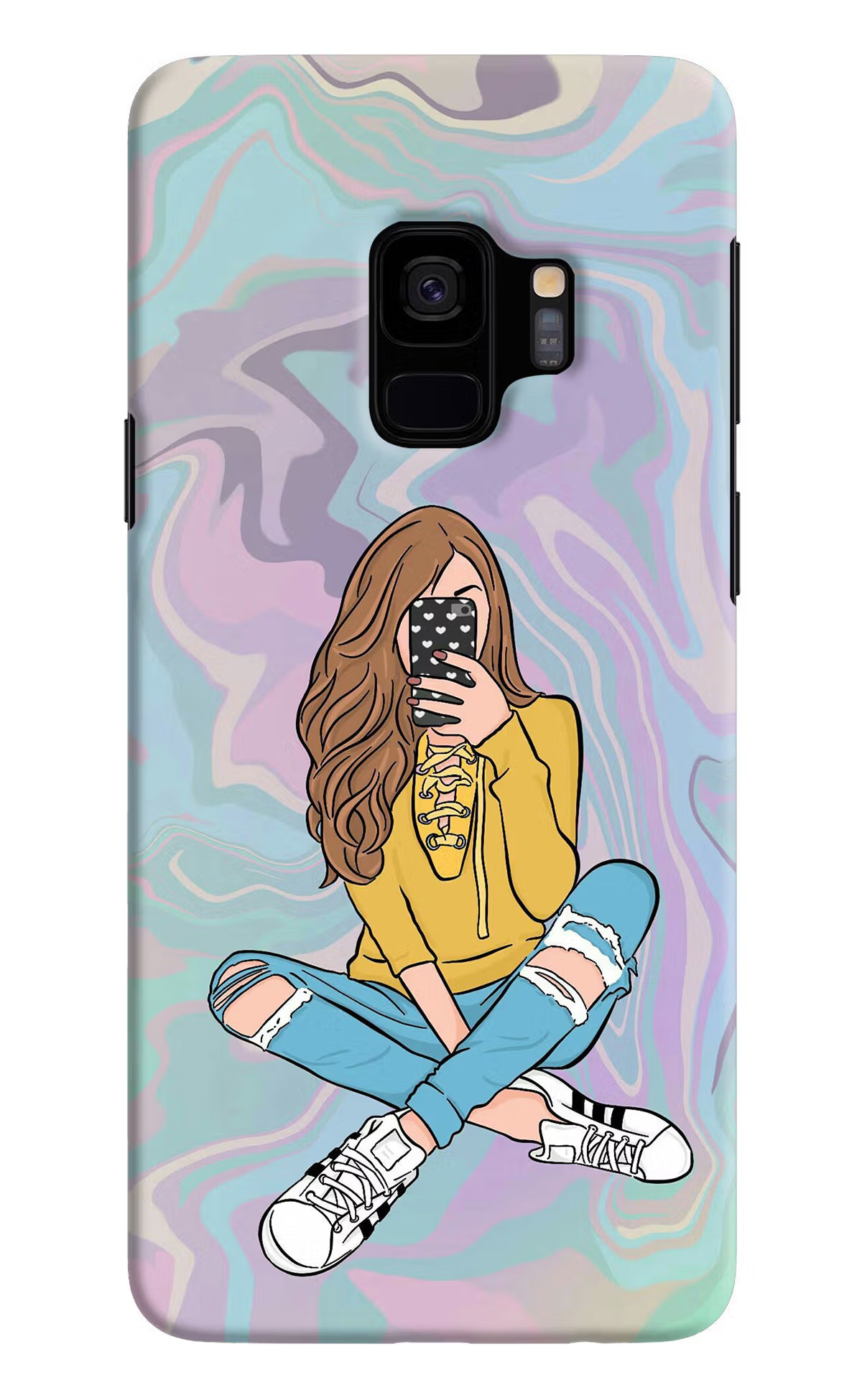Selfie Girl Samsung S9 Back Cover - Selfie Girl Samsung S9 Hard Case Back Cover by Casekaro Selfie Girl Samsung S9 Hard Case Back Cover by Casekaro