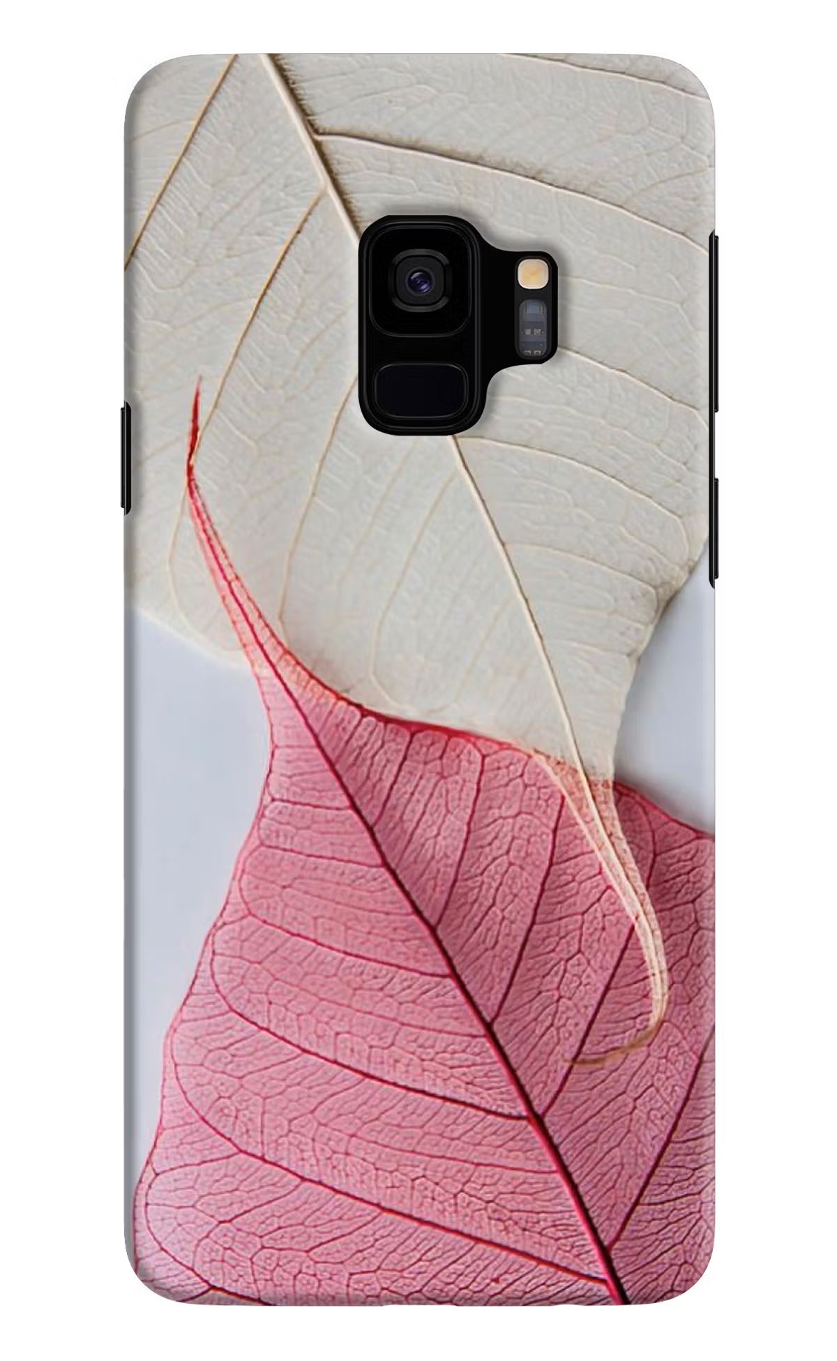 White Pink Leaf Samsung S9 Back Cover - White Pink Leaf Samsung S9 Hard Case Back Cover by Casekaro White Pink Leaf Samsung S9 Hard Case Back Cover by Casekaro