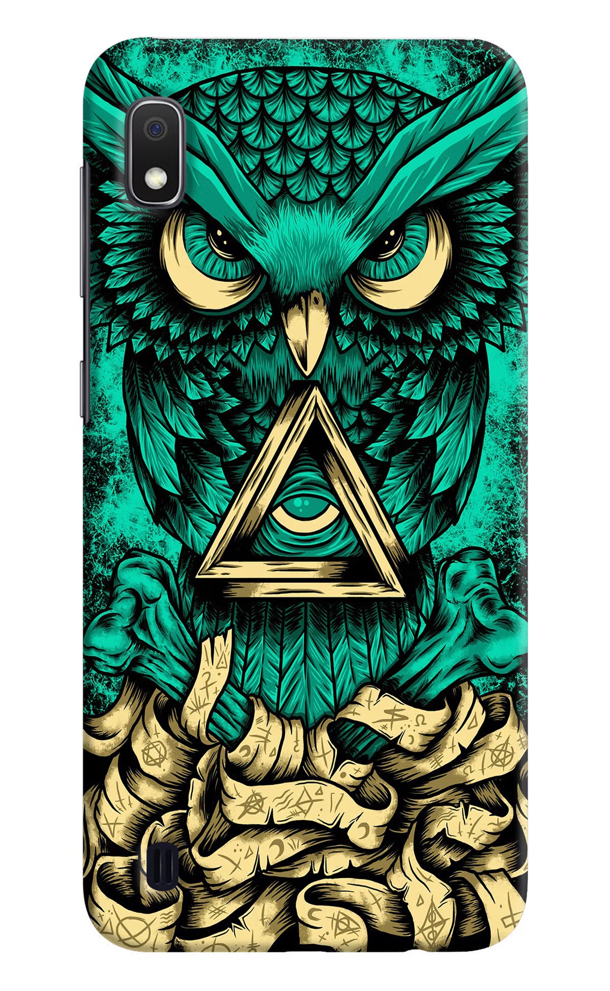 Green Owl Samsung A10 Back Cover - Green Owl Samsung A10 Hard Case Back Cover by Casekaro Green Owl Samsung A10 Hard Case Back Cover by Casekaro