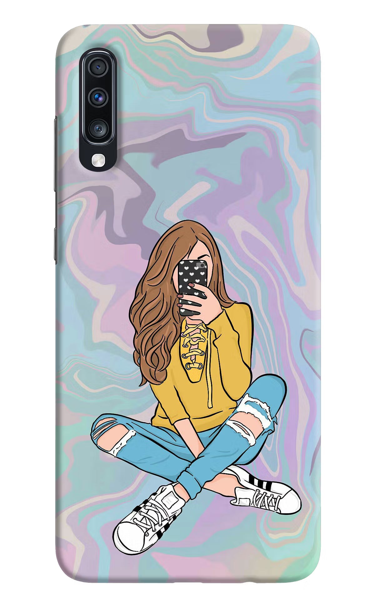 Selfie Girl Samsung A70 Back Cover - Selfie Girl Samsung A70 Hard Case Back Cover by Casekaro Selfie Girl Samsung A70 Hard Case Back Cover by Casekaro