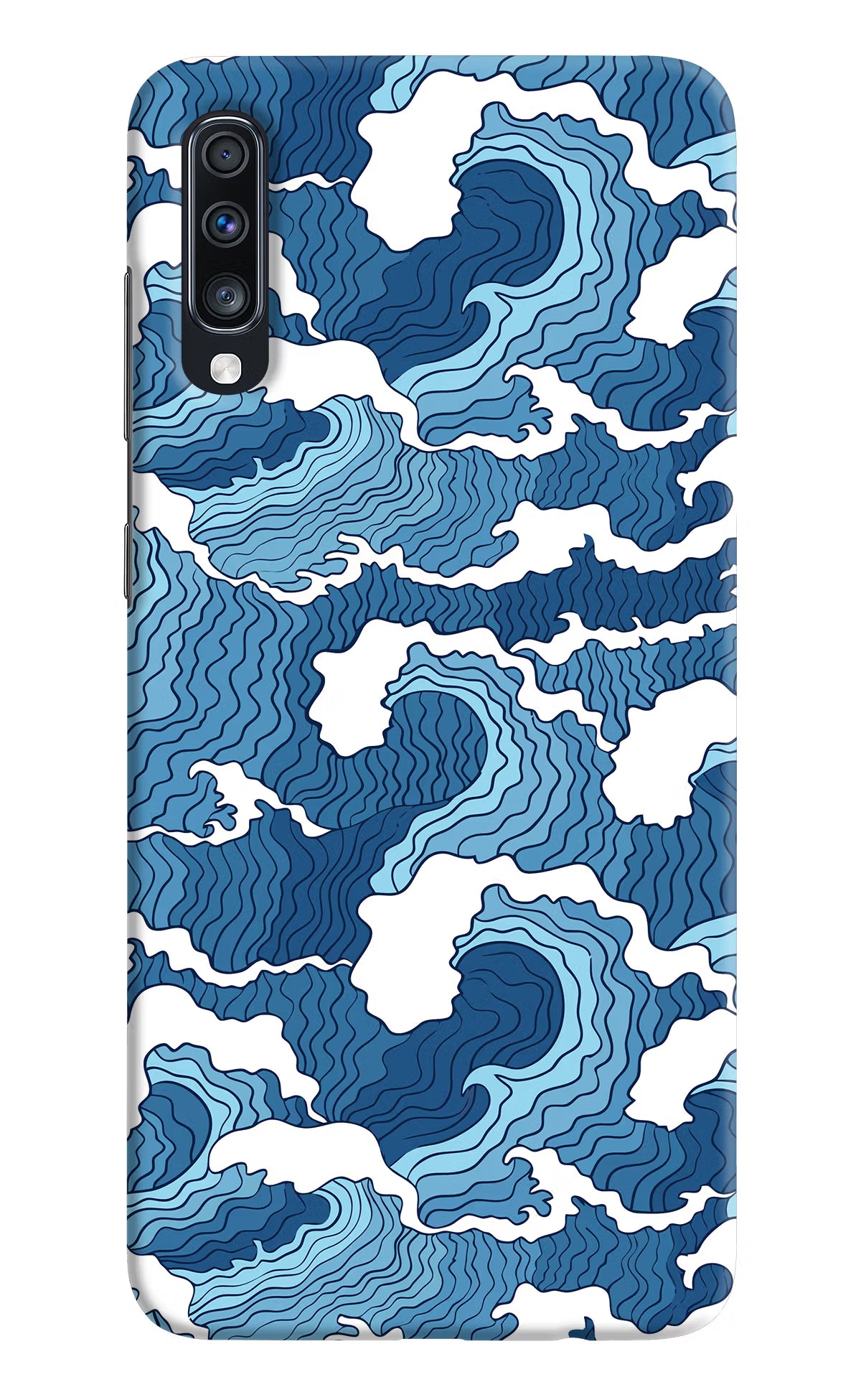 Blue Waves Samsung A70 Back Cover - Blue Waves Samsung A70 Hard Case Back Cover by Casekaro Blue Waves Samsung A70 Hard Case Back Cover by Casekaro