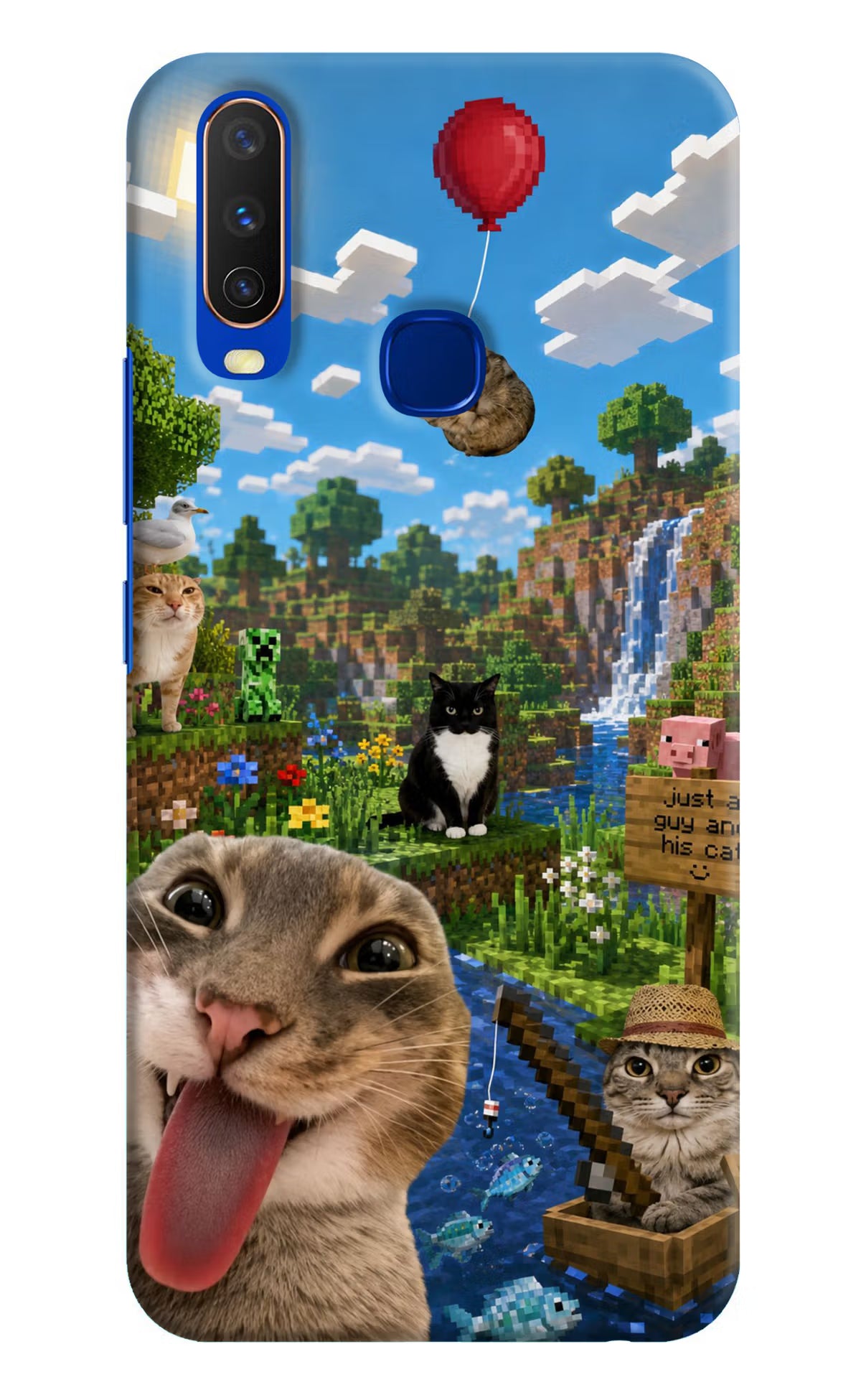 Minecraft Cat Chaos Vivo Y15/Y17 Back Cover - Minecraft Cat Chaos Vivo Y15/Y17 Back Cover Minecraft Cat Chaos Vivo Y15/Y17 Back Cover