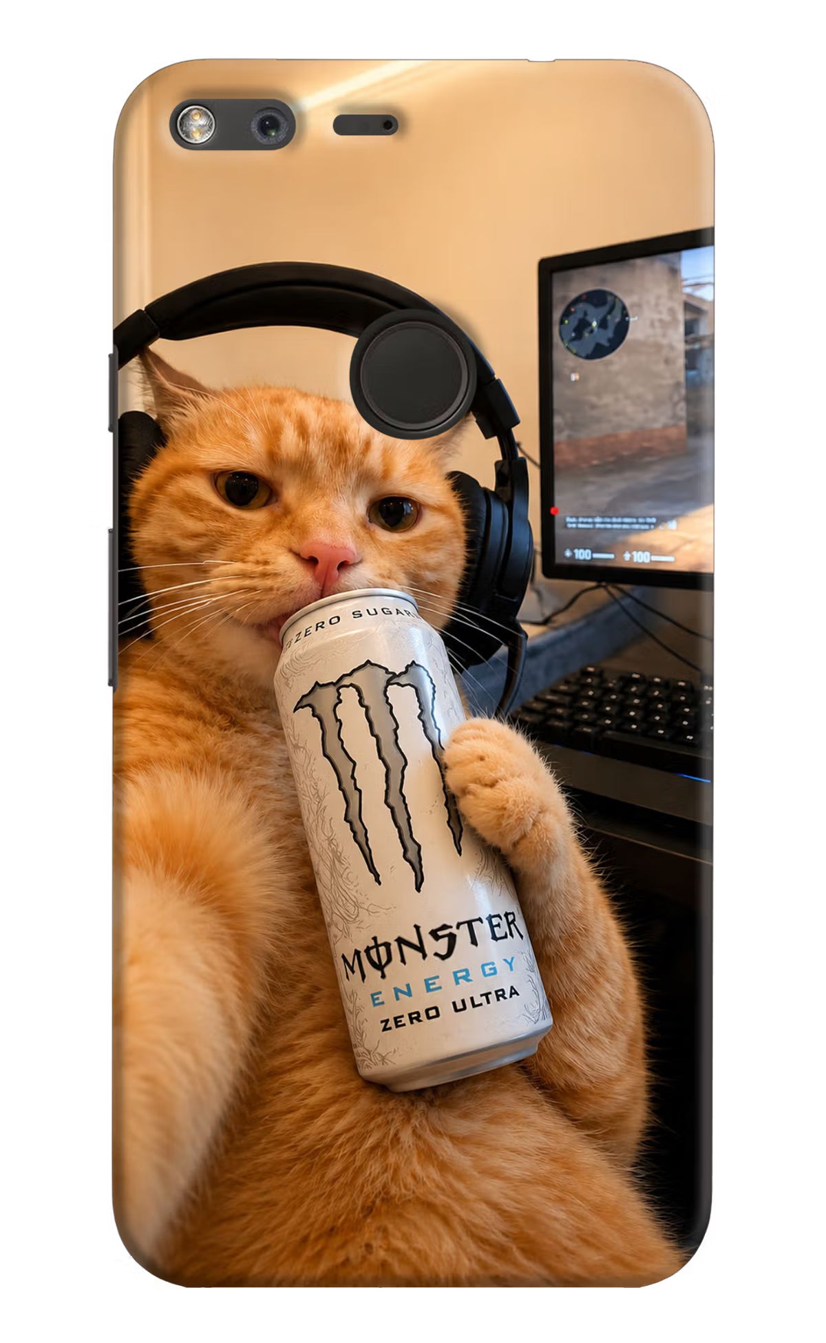 Gamer Cat Energy Google Pixel Back Cover - Gamer Cat Energy Google Pixel Back Cover Gamer Cat Energy Google Pixel Back Cover