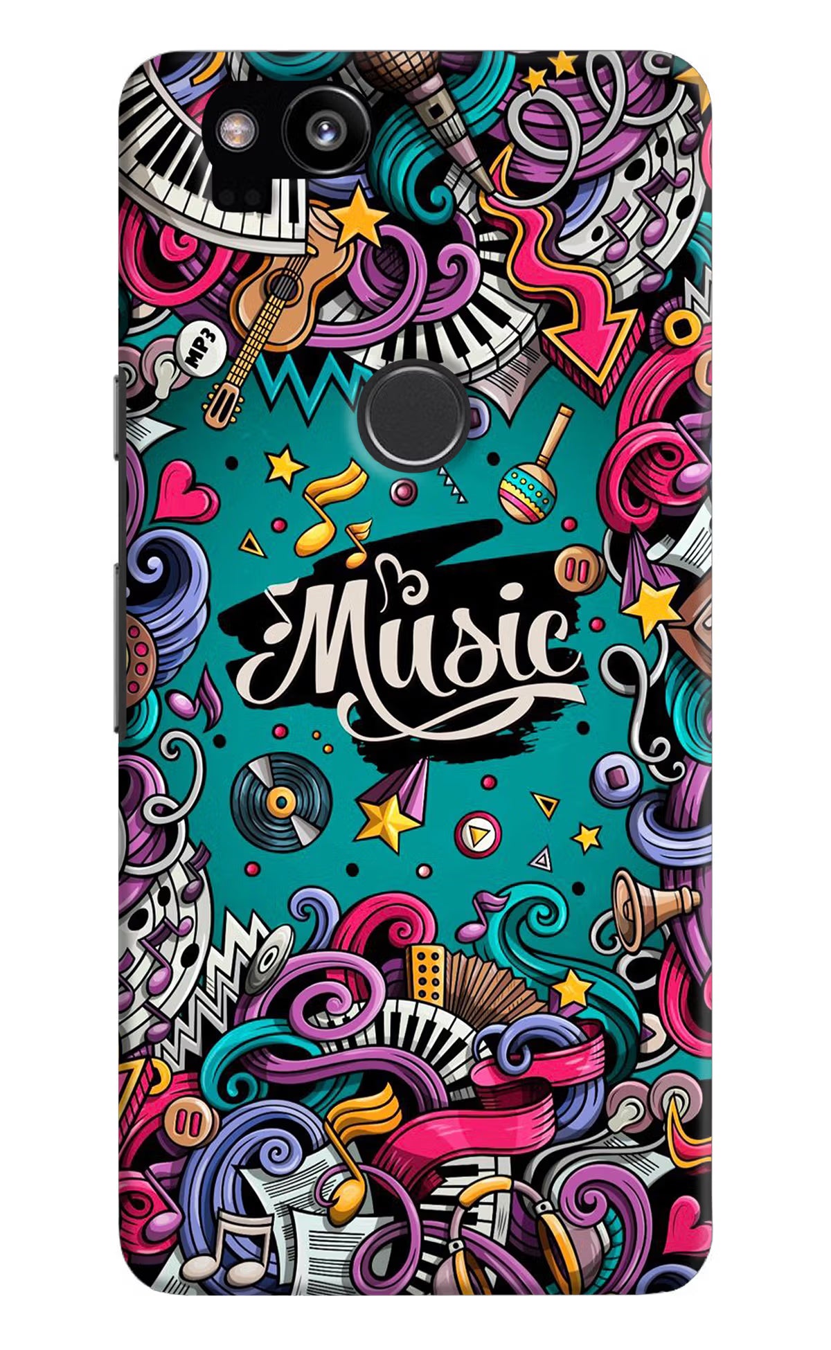 Music Graffiti Google Pixel 2 Hard Case Back Cover by Casekaro