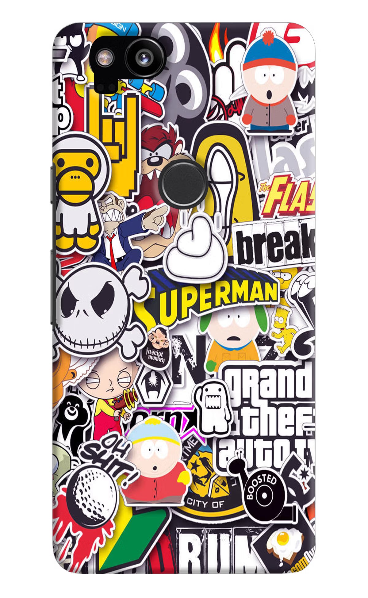 Sticker Bomb Google Pixel 2 Hard Case Back Cover by Casekaro