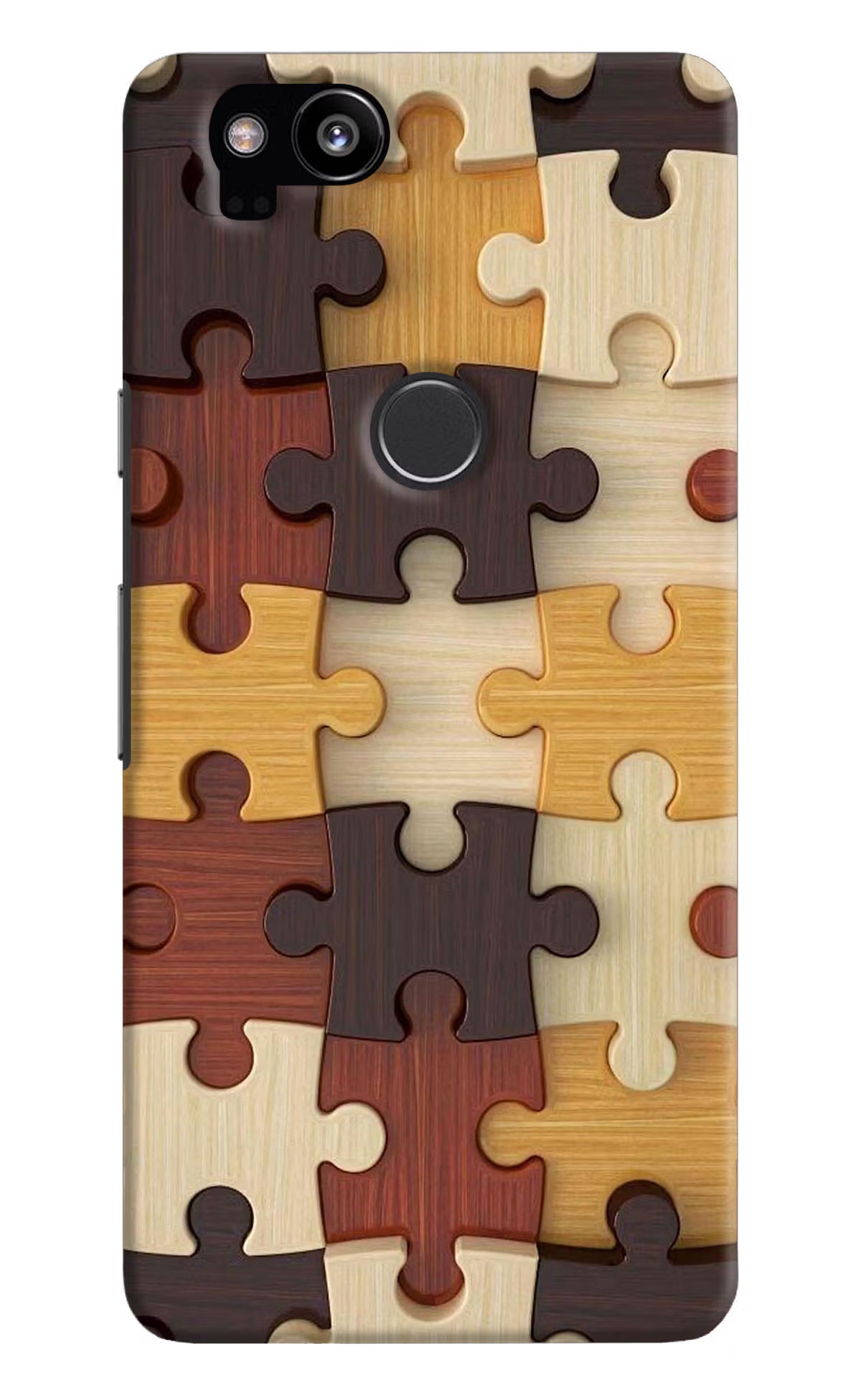 Wooden Puzzle Google Pixel 2 Hard Case Back Cover by Casekaro
