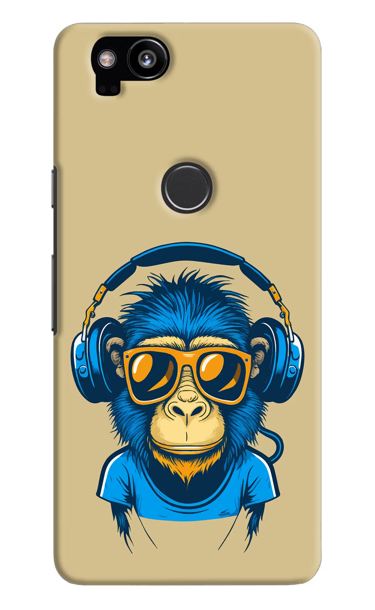 Monkey Headphone Google Pixel 2 Back Cover - Monkey Headphone Google Pixel 2 Hard Case Back Cover by Casekaro Monkey Headphone Google Pixel 2 Hard Case Back Cover by Casekaro