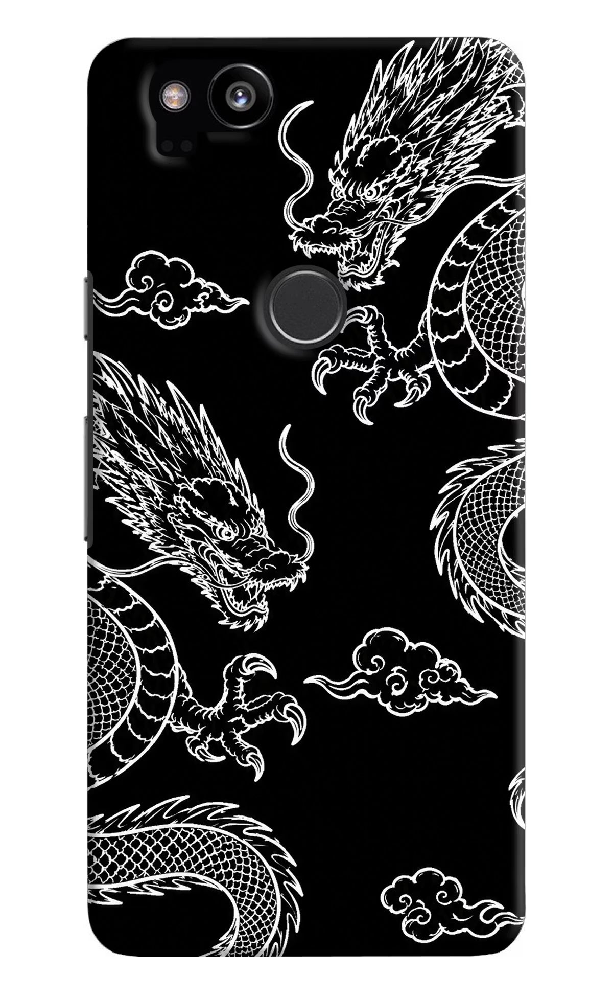 Twin Dragons Google Pixel 2 Back Cover - Twin Dragons Google Pixel 2 Hard Case Back Cover by Casekaro Twin Dragons Google Pixel 2 Hard Case Back Cover by Casekaro