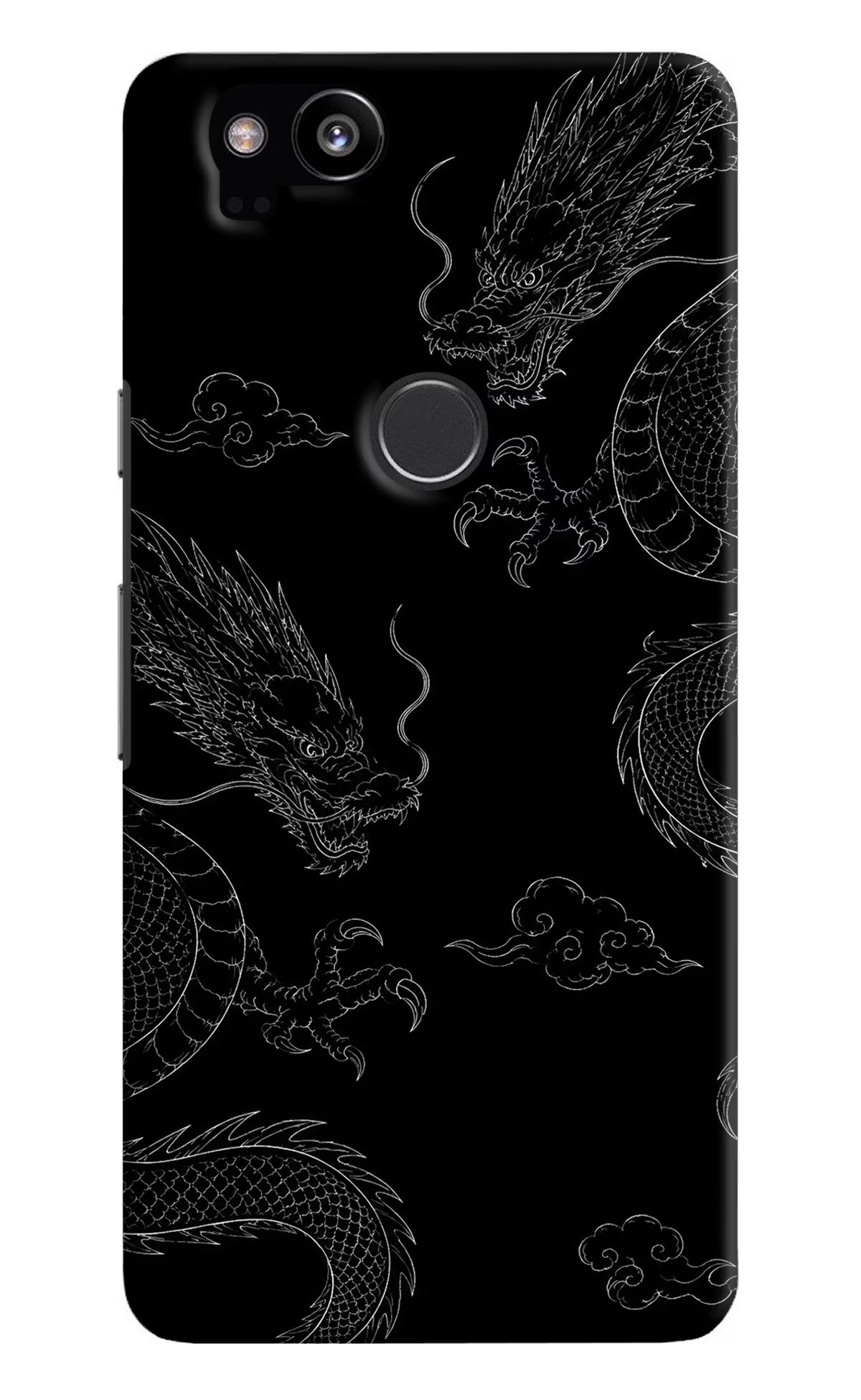 Twin Dragons Google Pixel 2 Back Cover - Twin Dragons Google Pixel 2 Hard Case Back Cover by Casekaro Twin Dragons Google Pixel 2 Hard Case Back Cover by Casekaro