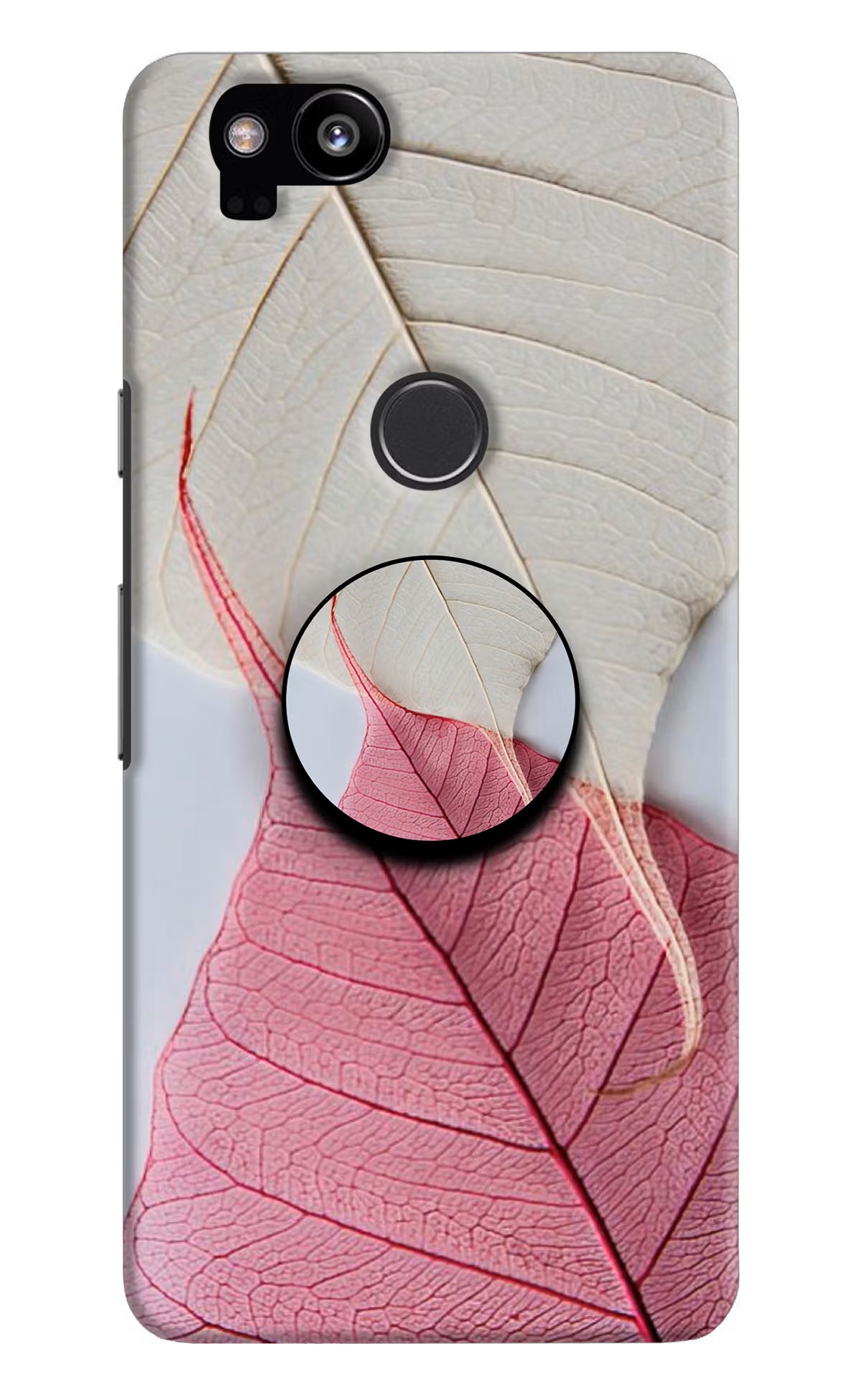 White Pink Leaf Google Pixel 2 Pop Case - White Pink Leaf Google Pixel 2 Pop Case by Casekaro White Pink Leaf Google Pixel 2 Pop Case by Casekaro