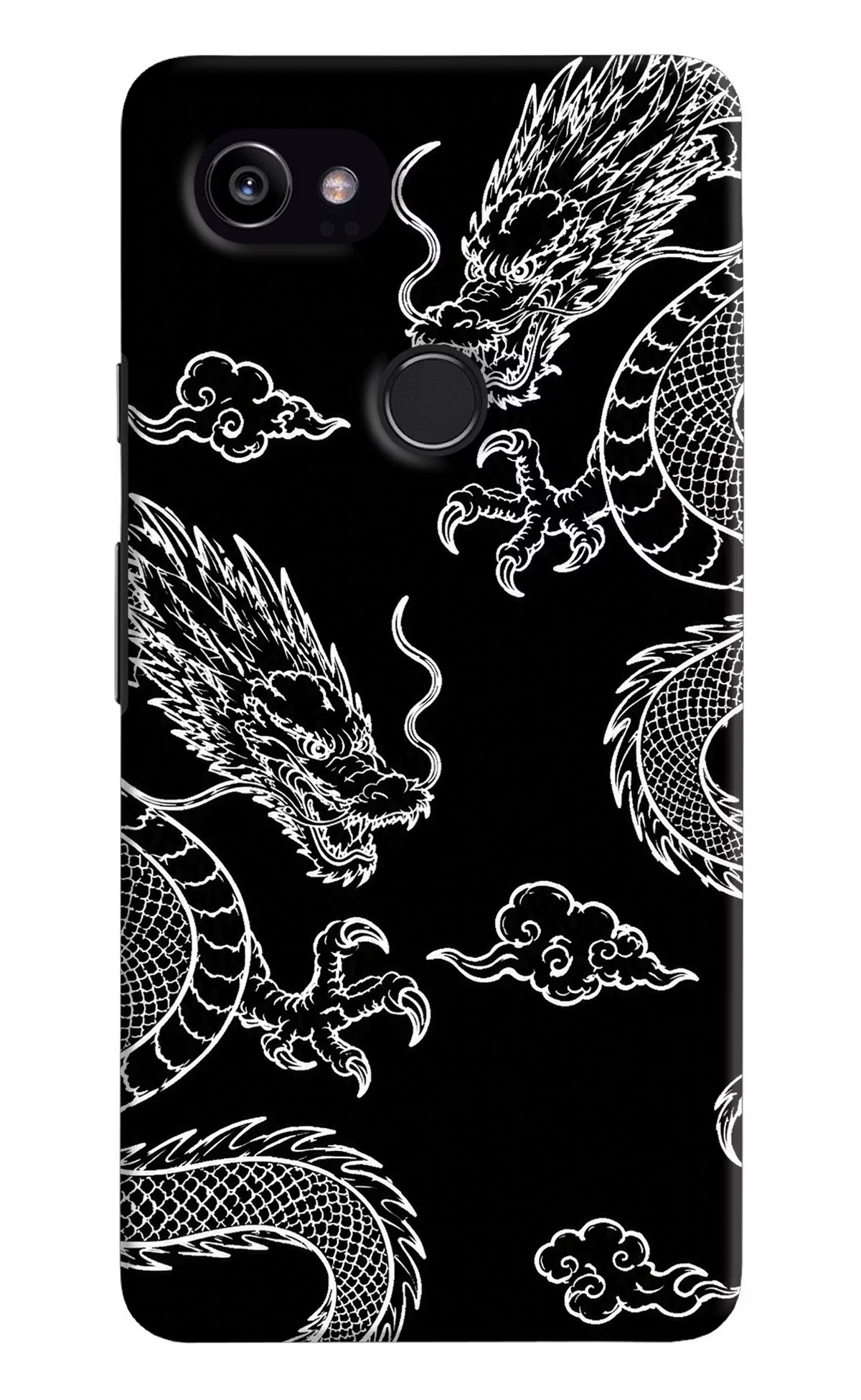 Twin Dragons Google Pixel 2 XL Back Cover - Twin Dragons Google Pixel 2 XL Hard Case Back Cover by Casekaro Twin Dragons Google Pixel 2 XL Hard Case Back Cover by Casekaro