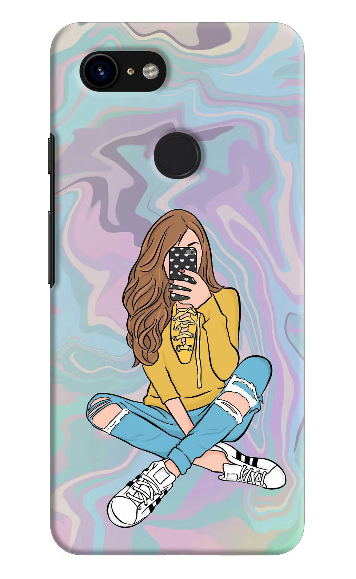 Selfie Girl Google Pixel 3 Back Cover - Selfie Girl Google Pixel 3 Hard Case Back Cover by Casekaro Selfie Girl Google Pixel 3 Hard Case Back Cover by Casekaro