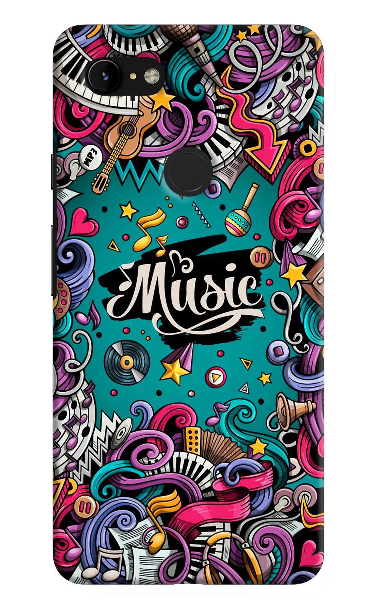 Music Graffiti Google Pixel 3 XL Back Cover - Music Graffiti Google Pixel 3 XL Hard Case Back Cover by Casekaro Music Graffiti Google Pixel 3 XL Hard Case Back Cover by Casekaro
