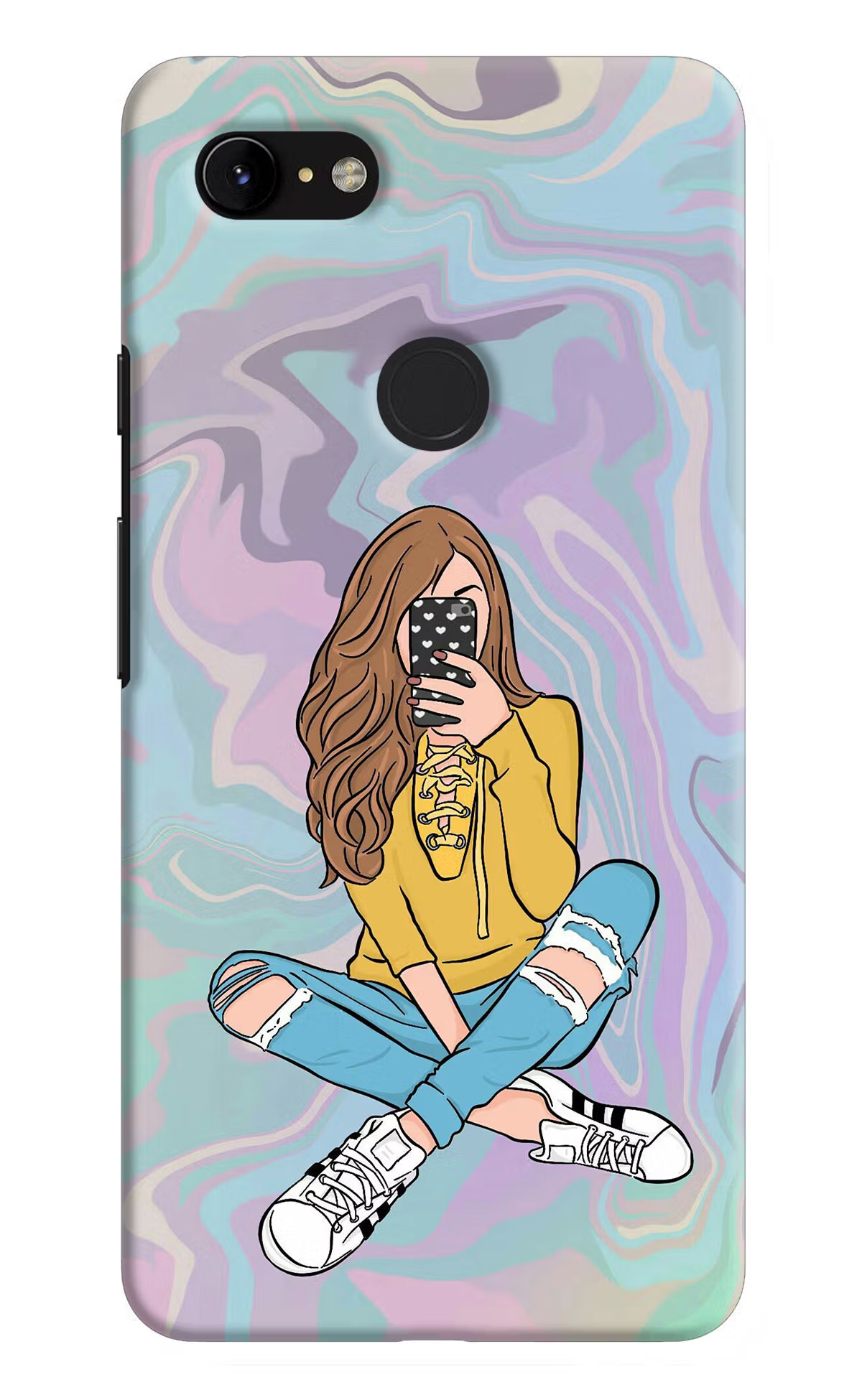 Selfie Girl Google Pixel 3 XL Back Cover - Selfie Girl Google Pixel 3 XL Hard Case Back Cover by Casekaro Selfie Girl Google Pixel 3 XL Hard Case Back Cover by Casekaro