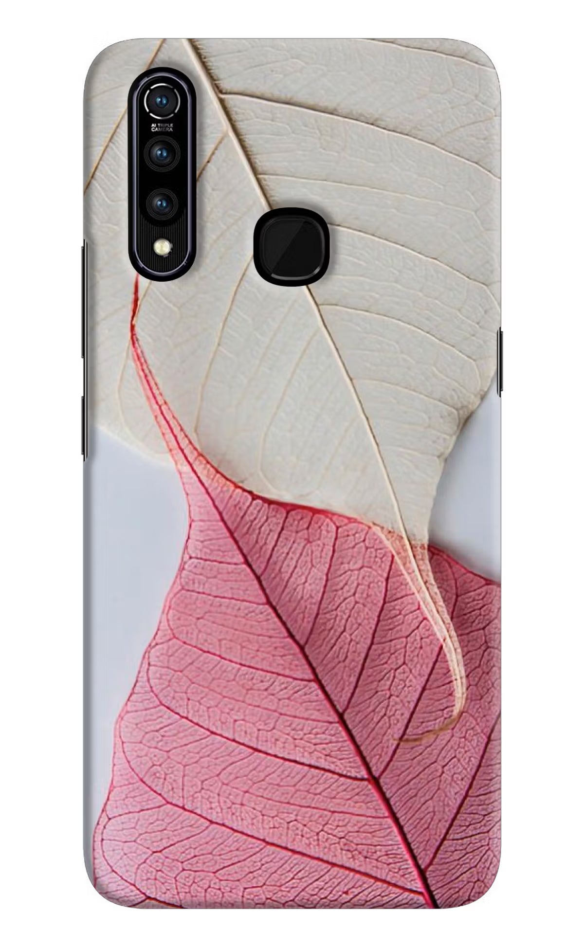 White Pink Leaf Vivo Z1 Pro Back Cover - White Pink Leaf Vivo Z1 Pro Hard Case Back Cover by Casekaro White Pink Leaf Vivo Z1 Pro Hard Case Back Cover by Casekaro
