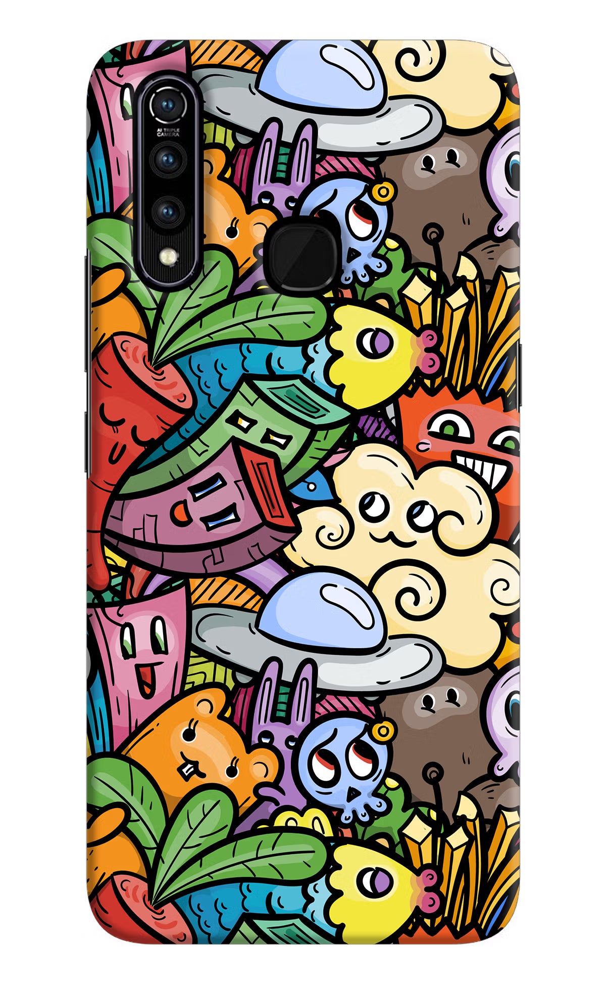 Veggie Doodle Vivo Z1 Pro Back Cover - Veggie Doodle Vivo Z1 Pro Hard Case Back Cover by Casekaro Veggie Doodle Vivo Z1 Pro Hard Case Back Cover by Casekaro
