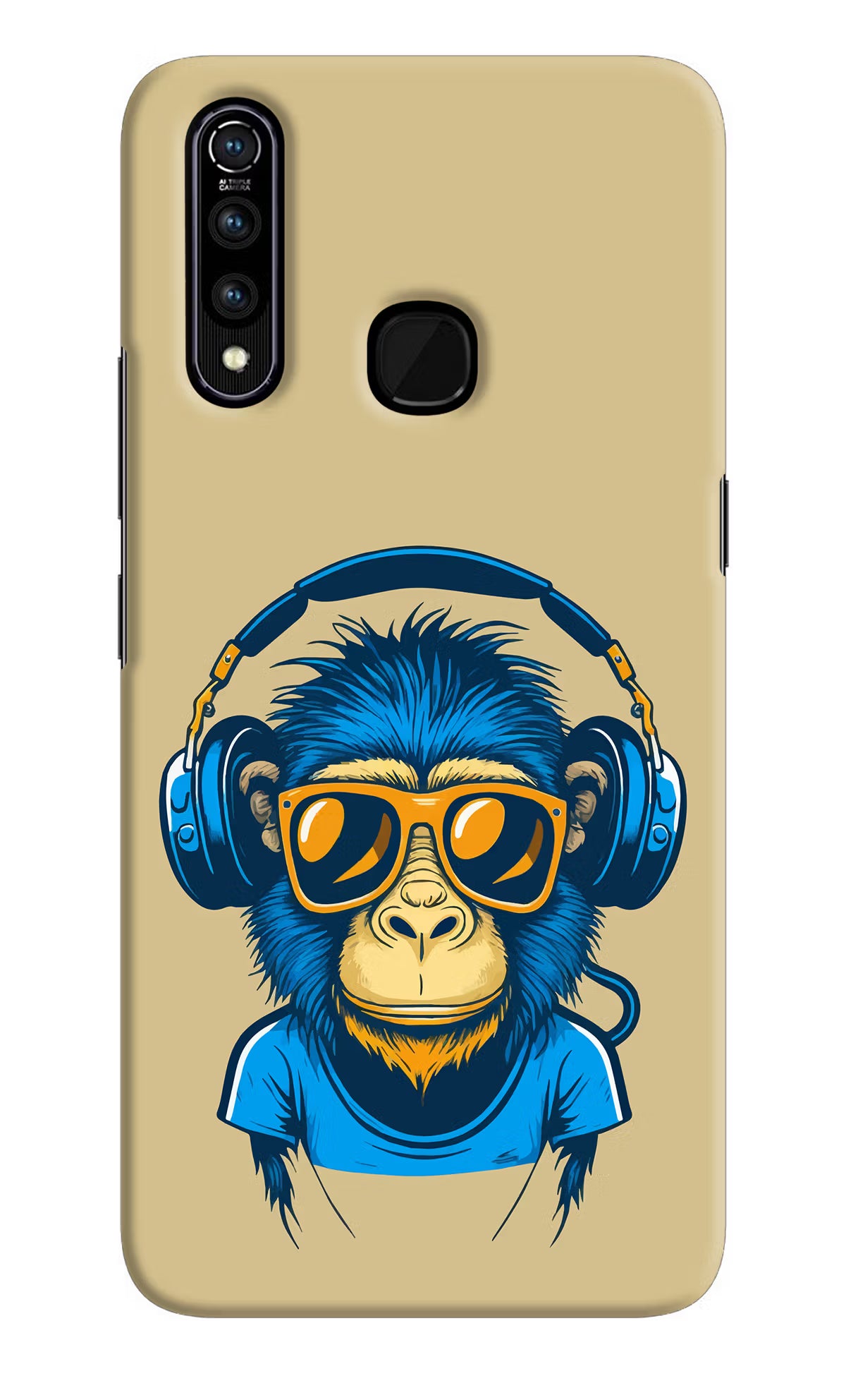 Monkey Headphone Vivo Z1 Pro Back Cover - Monkey Headphone Vivo Z1 Pro Hard Case Back Cover by Casekaro Monkey Headphone Vivo Z1 Pro Hard Case Back Cover by Casekaro