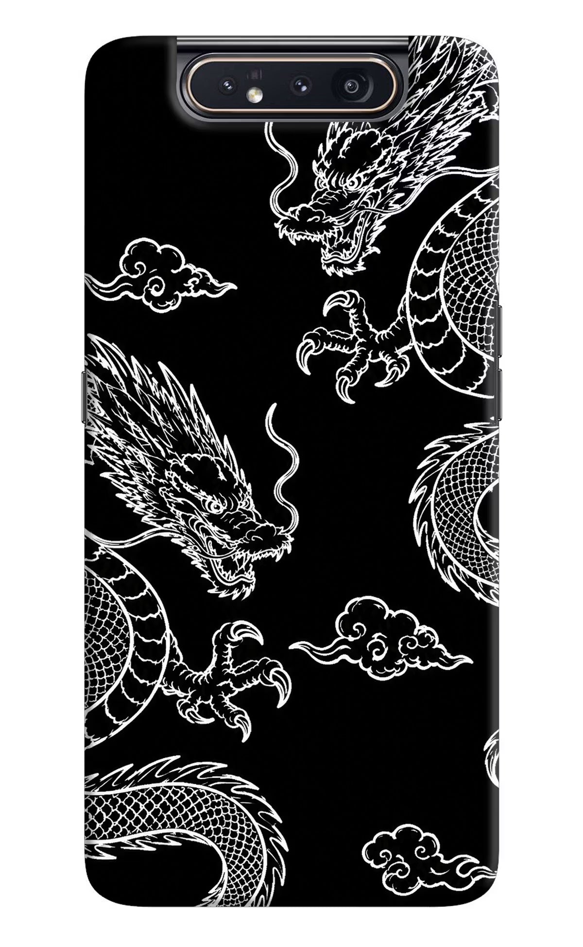 Twin Dragons Samsung A80 Back Cover - Twin Dragons Samsung A80 Hard Case Back Cover by Casekaro Twin Dragons Samsung A80 Hard Case Back Cover by Casekaro