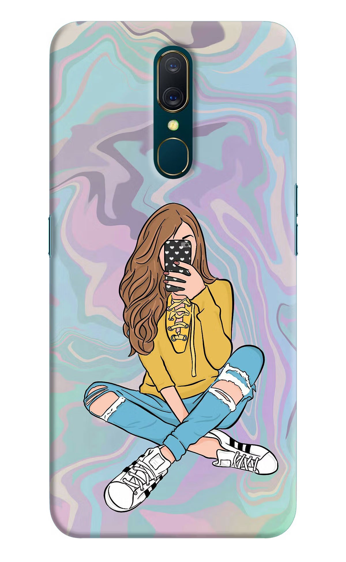 Selfie Girl Oppo A9 Back Cover - Selfie Girl Oppo A9 Hard Case Back Cover by Casekaro Selfie Girl Oppo A9 Hard Case Back Cover by Casekaro