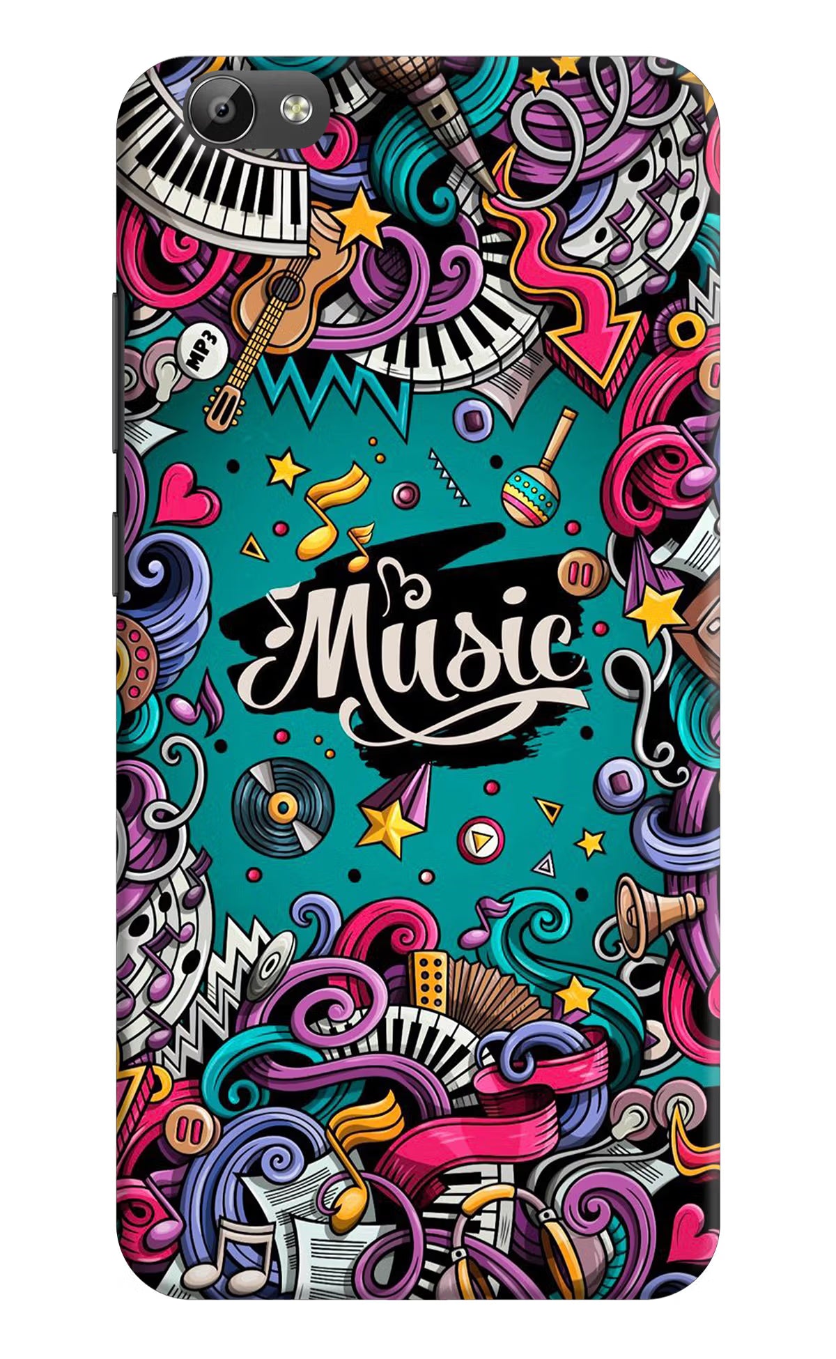 Music Graffiti Vivo Y66 Back Cover - Music Graffiti Vivo Y66 Hard Case Back Cover by Casekaro Music Graffiti Vivo Y66 Hard Case Back Cover by Casekaro