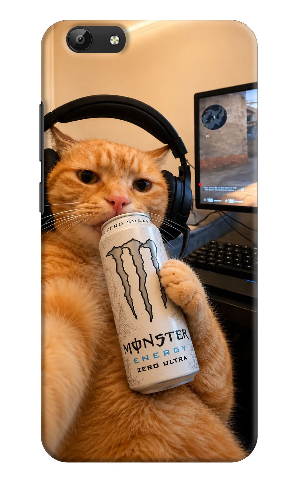 Gamer Cat Energy Vivo Y69 Back Cover - Gamer Cat Energy Vivo Y69 Back Cover Gamer Cat Energy Vivo Y69 Back Cover