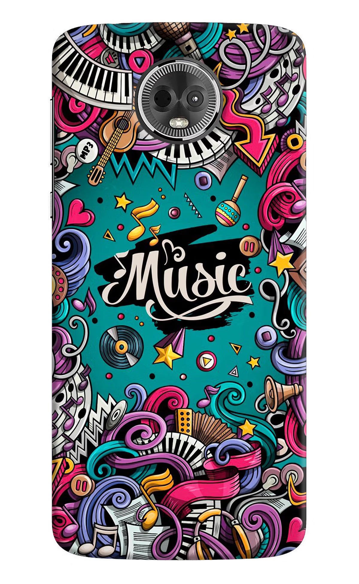 Music Graffiti Moto E5 Plus Back Cover - Music Graffiti Moto E5 Plus Hard Case Back Cover by Casekaro Music Graffiti Moto E5 Plus Hard Case Back Cover by Casekaro