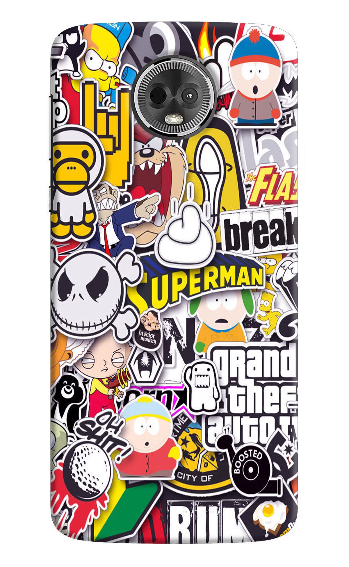 Sticker Bomb Moto E5 Plus Back Cover - Sticker Bomb Moto E5 Plus Hard Case Back Cover by Casekaro Sticker Bomb Moto E5 Plus Hard Case Back Cover by Casekaro