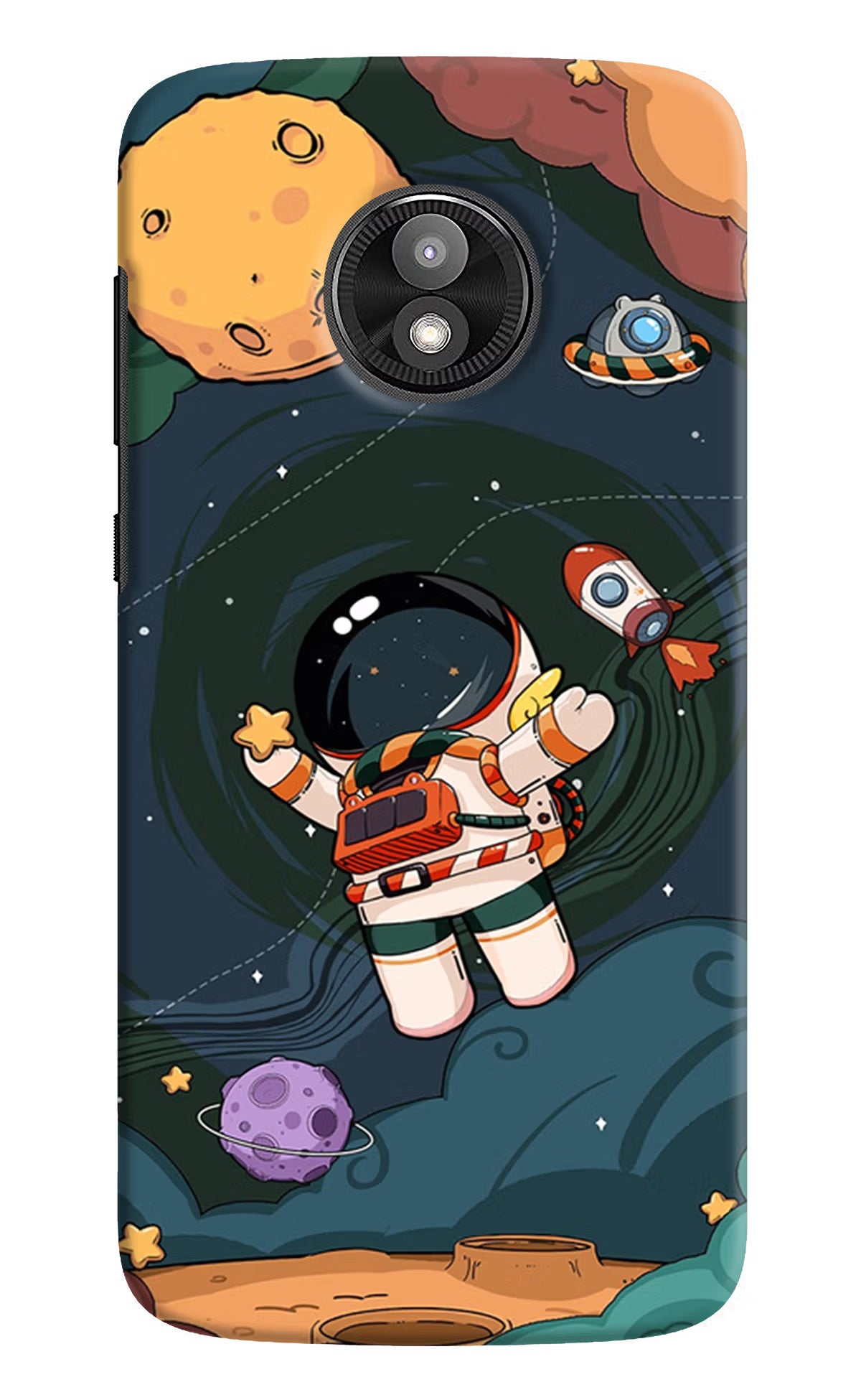 Cartoon Astronaut Moto E5 Play Back Cover - Cartoon Astronaut Moto E5 Play Hard Case Back Cover by Casekaro Cartoon Astronaut Moto E5 Play Hard Case Back Cover by Casekaro